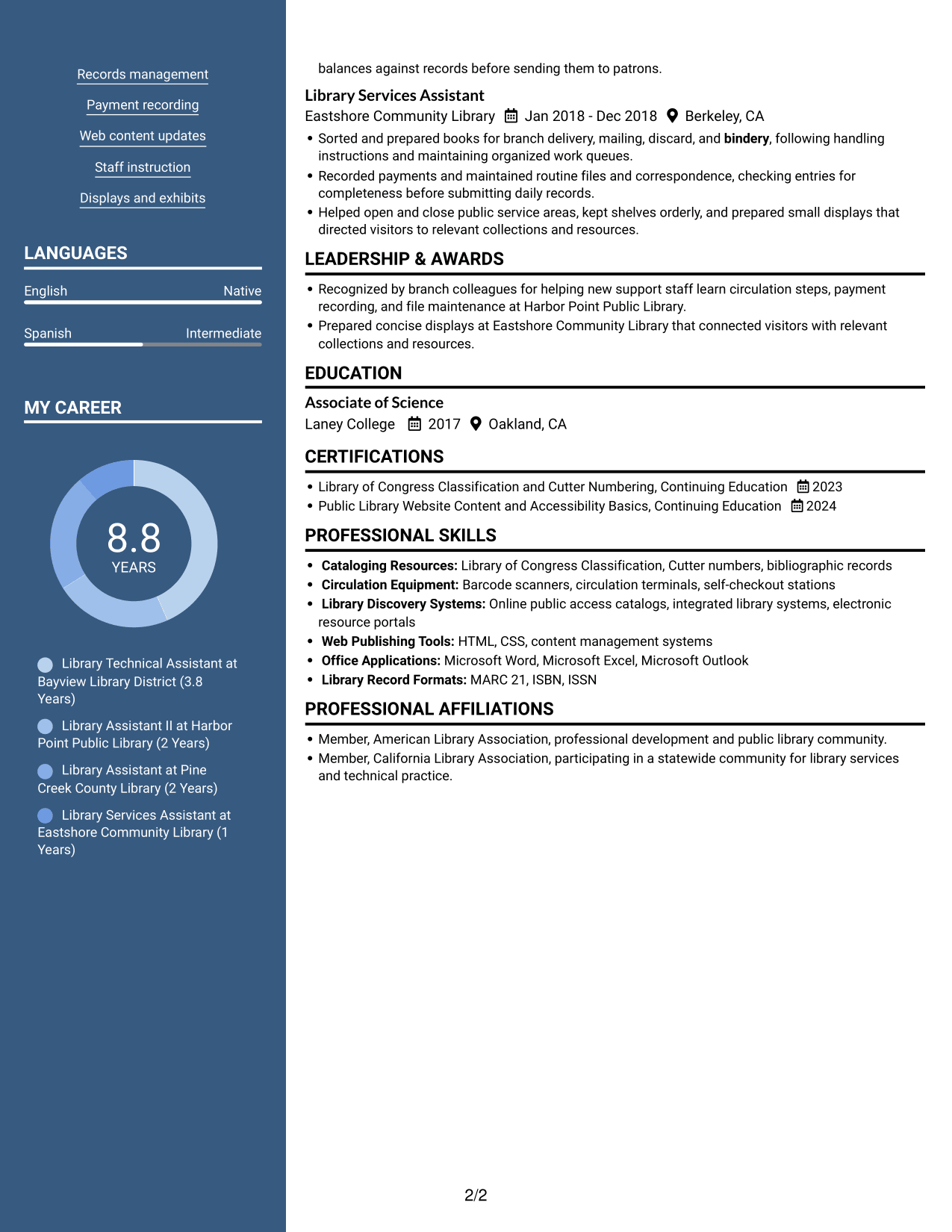 Resume example — page 2