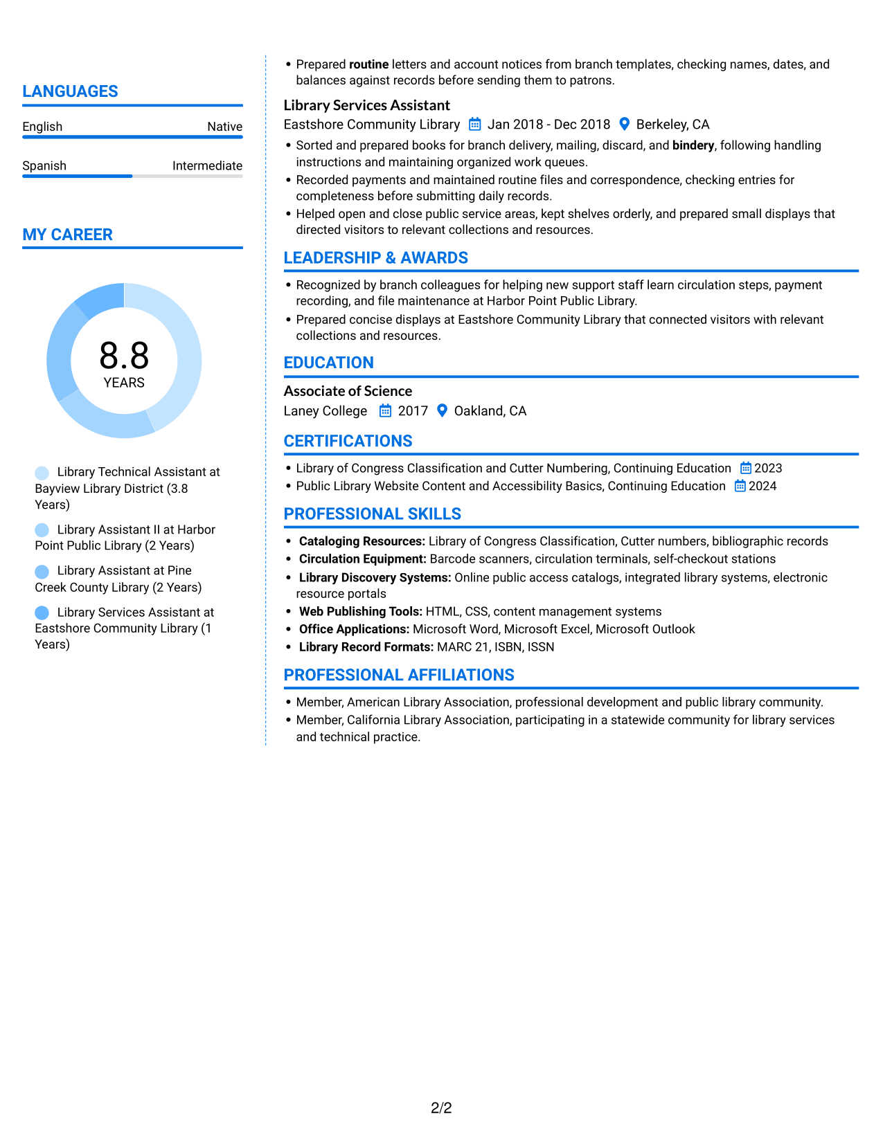 Resume example — page 2
