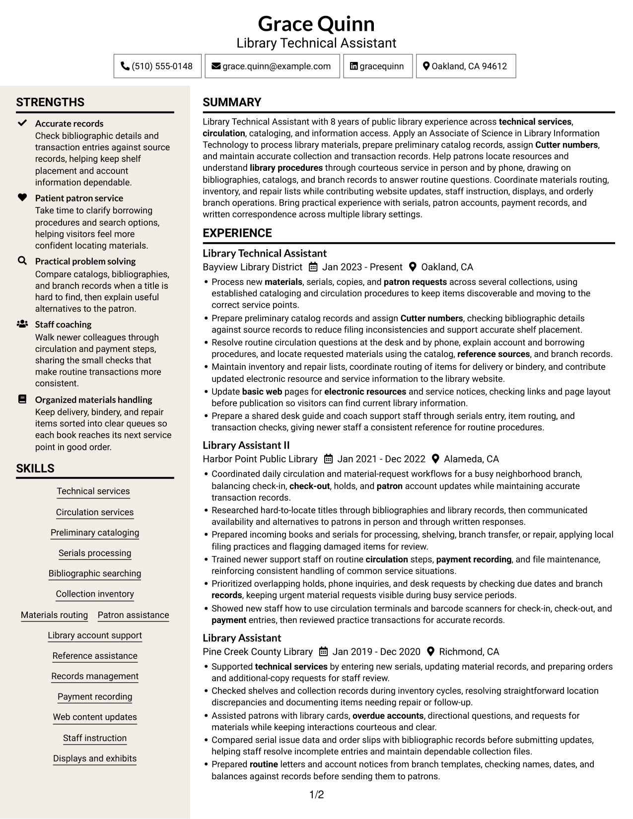 Resume example — page 1