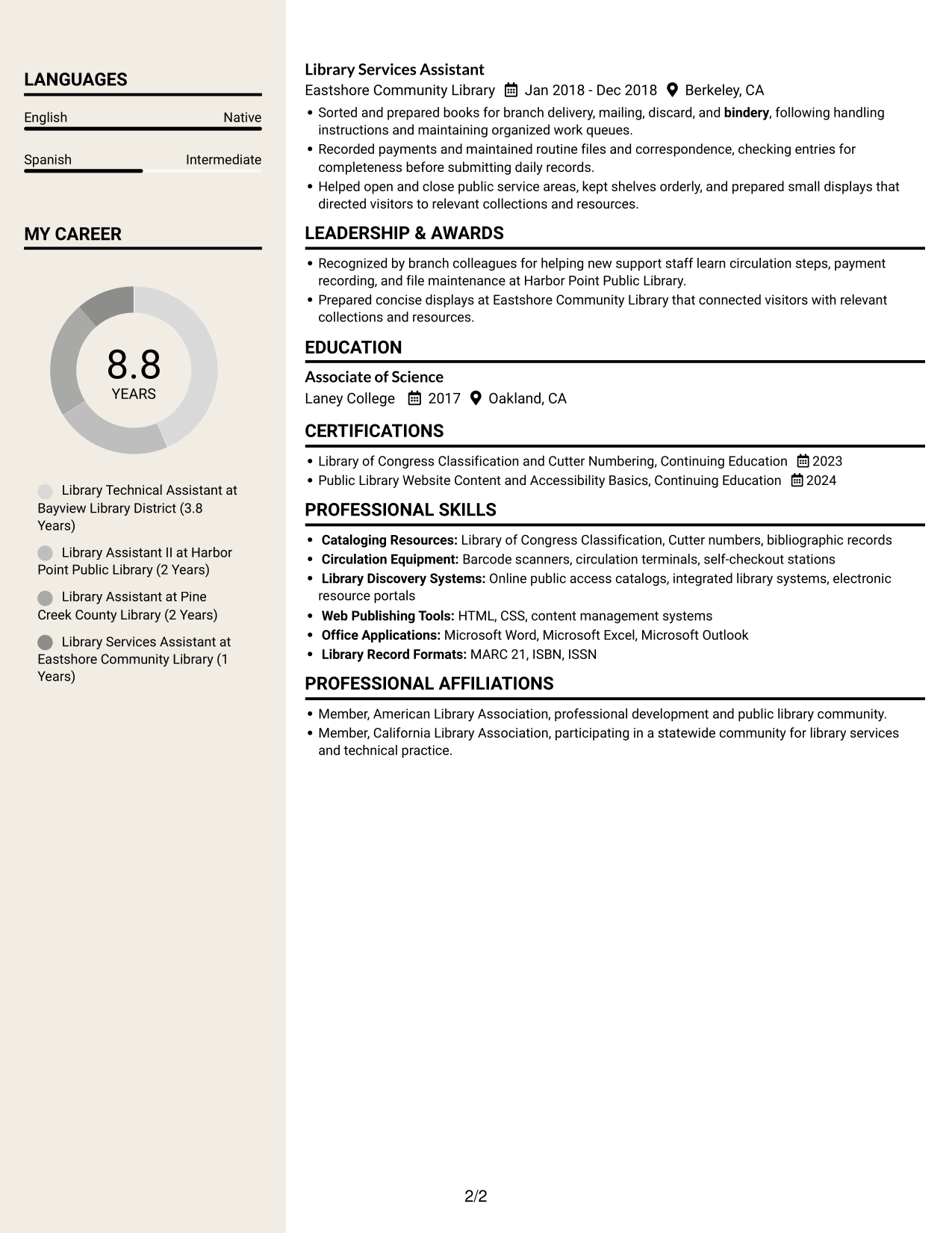 Resume example — page 2