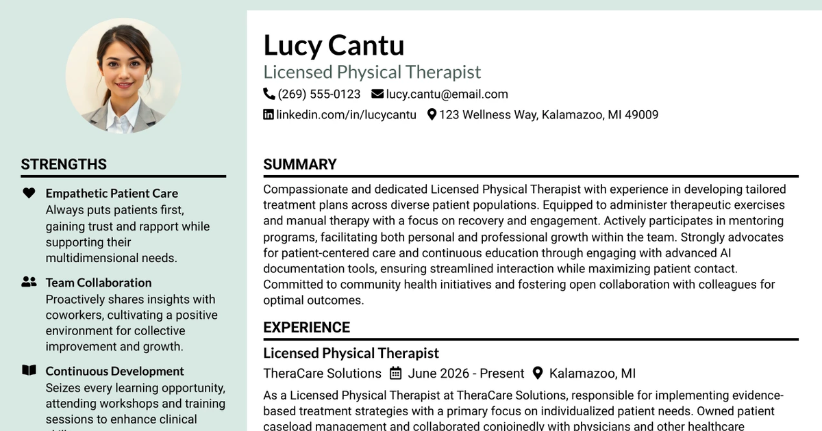 33 Licensed Physical Therapist Resume Templates with Example 2026 (ATS-Optimized)