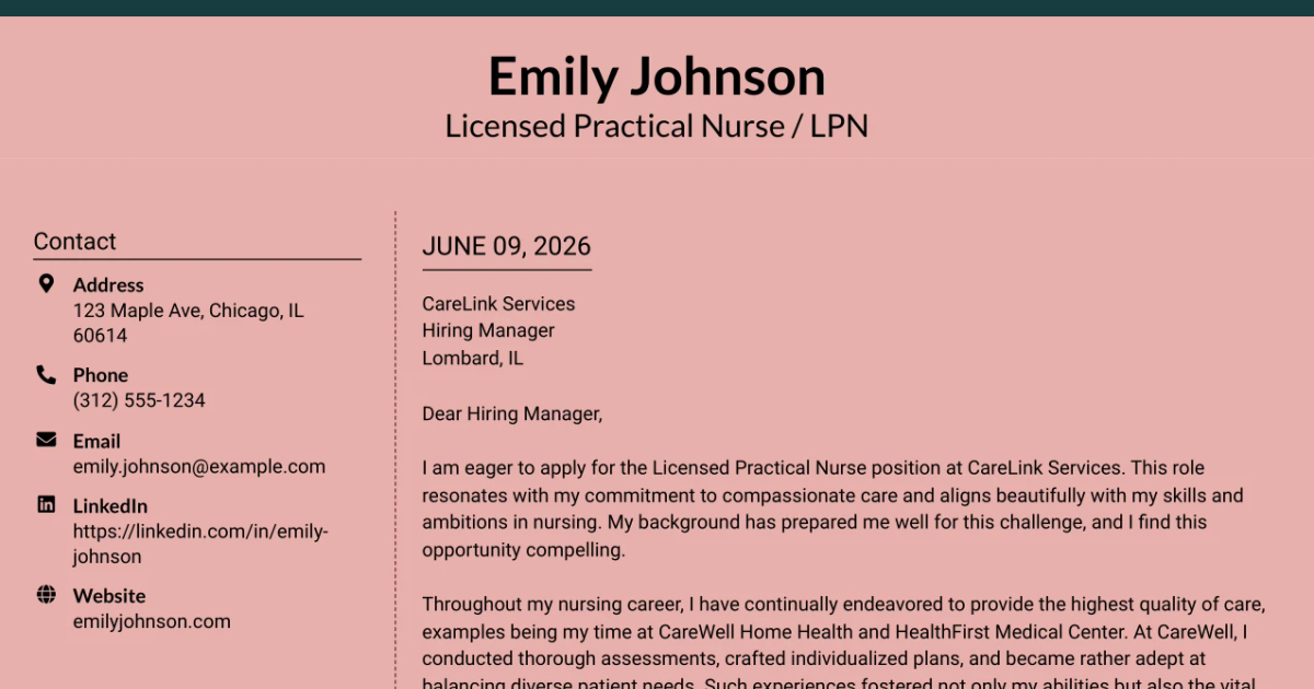 30+ Licensed Practical Nurse / LPN, Home Health Cover Letter Templates with Example 2026
