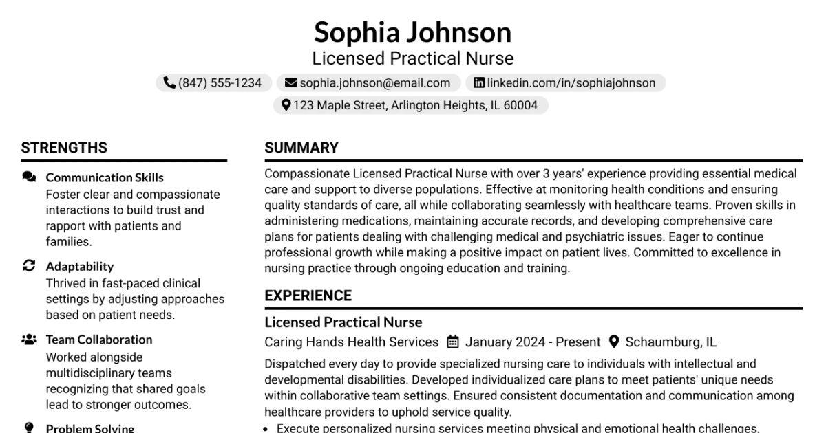 33 Licensed Practical Nurse Resume Templates with Example 2026 (ATS-Optimized)