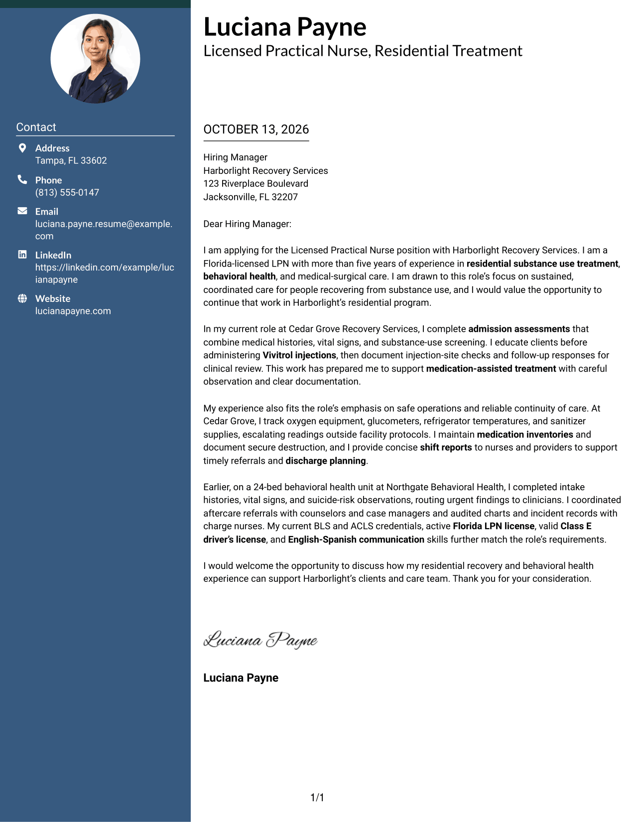 Cover Letter Example Page 1