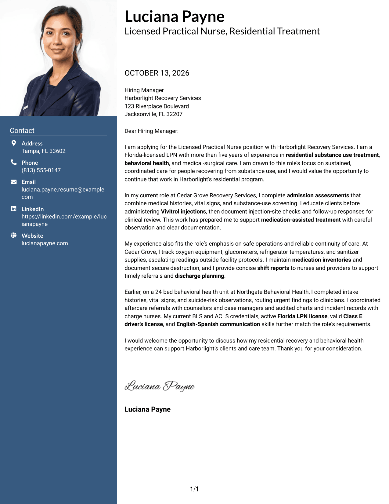 Cover Letter Example Page 1