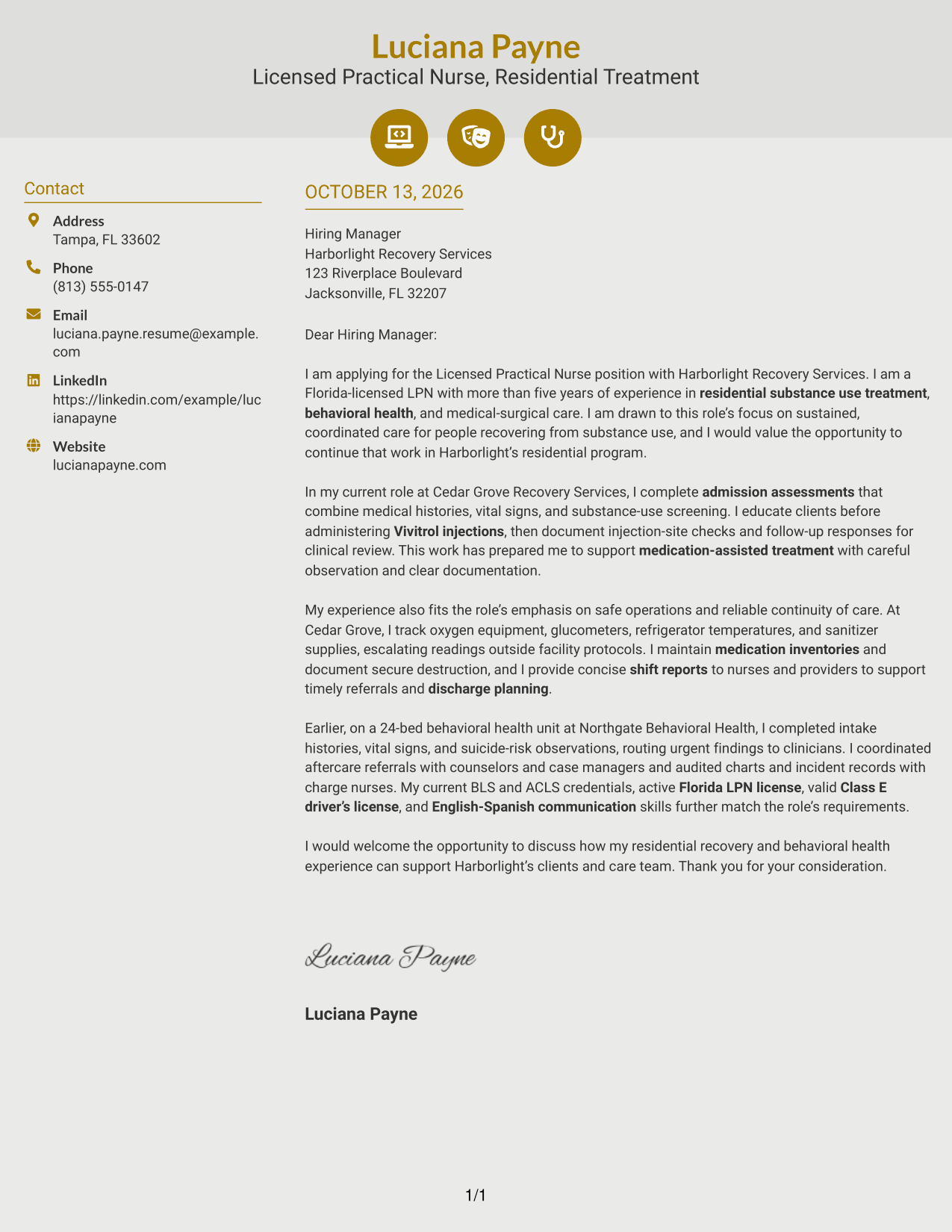 Cover Letter Example Page 1