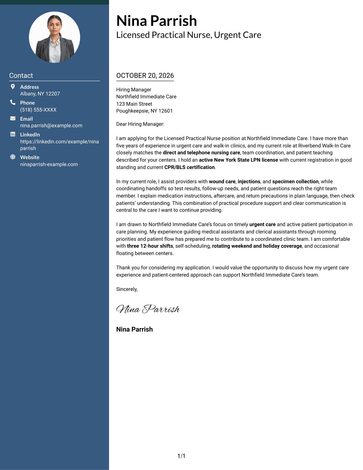 Cover letter example — page 1