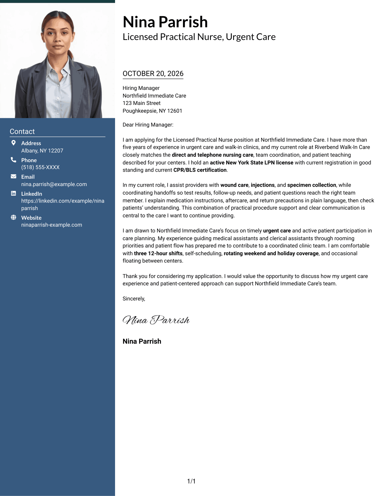 Cover letter example — page 1