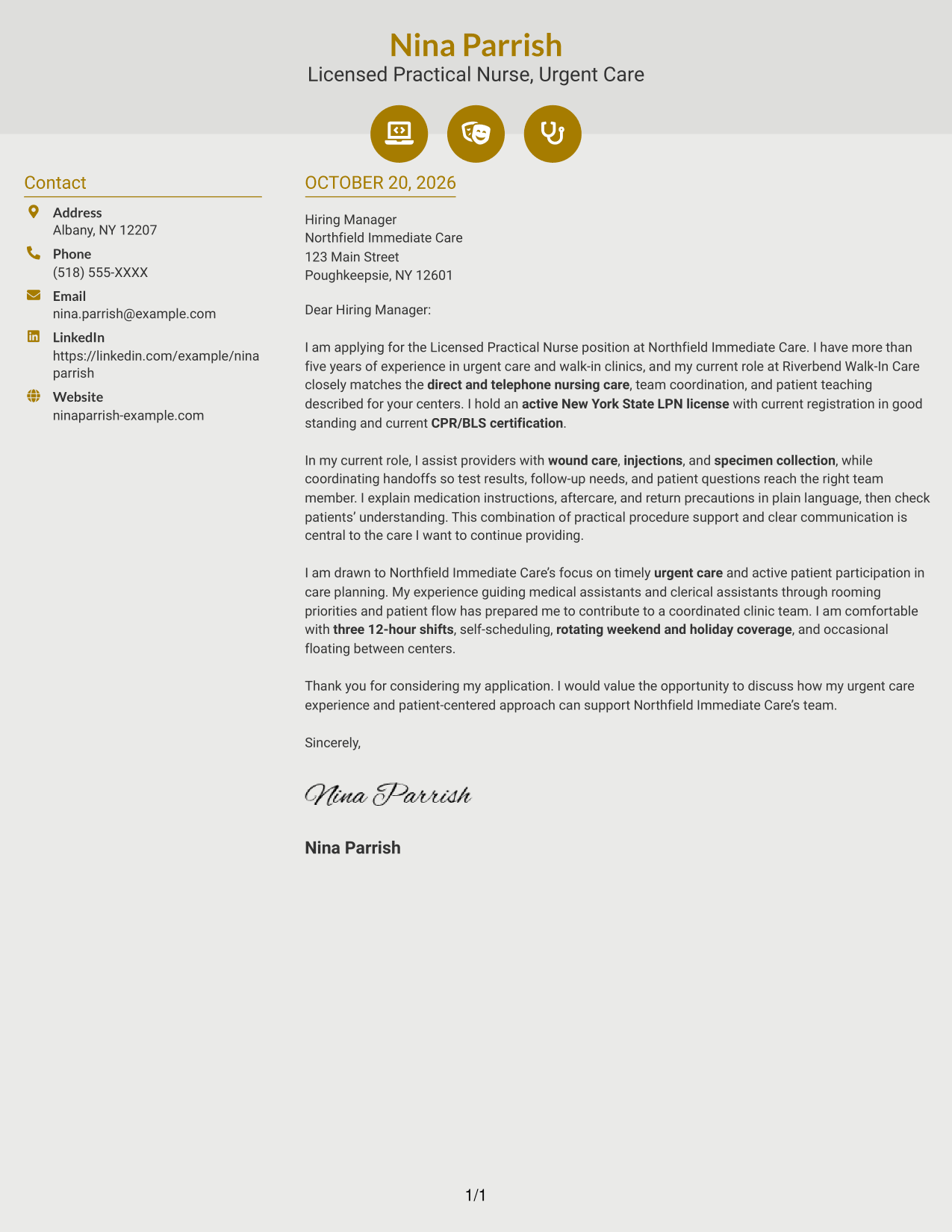 Cover letter example — page 1