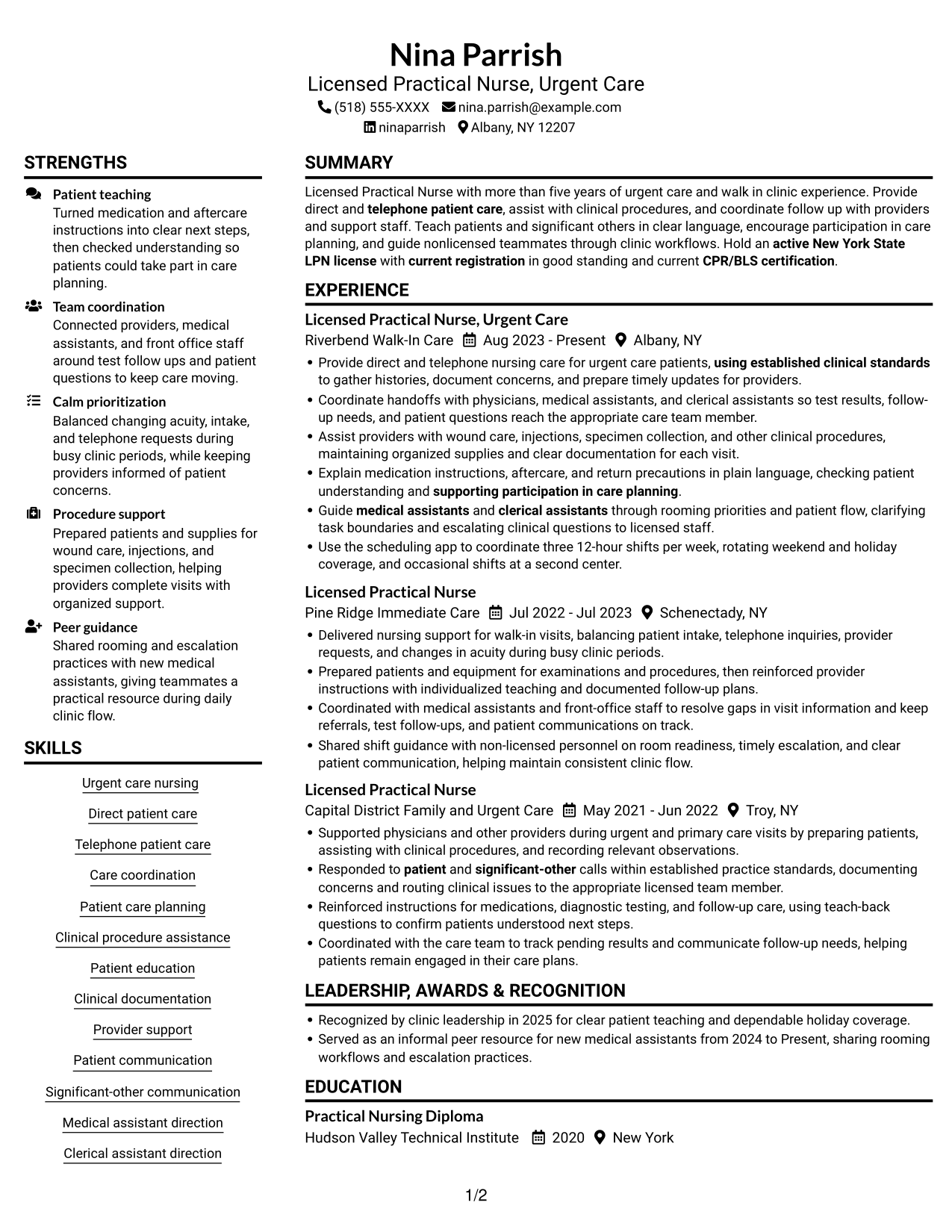 Resume example — page 1