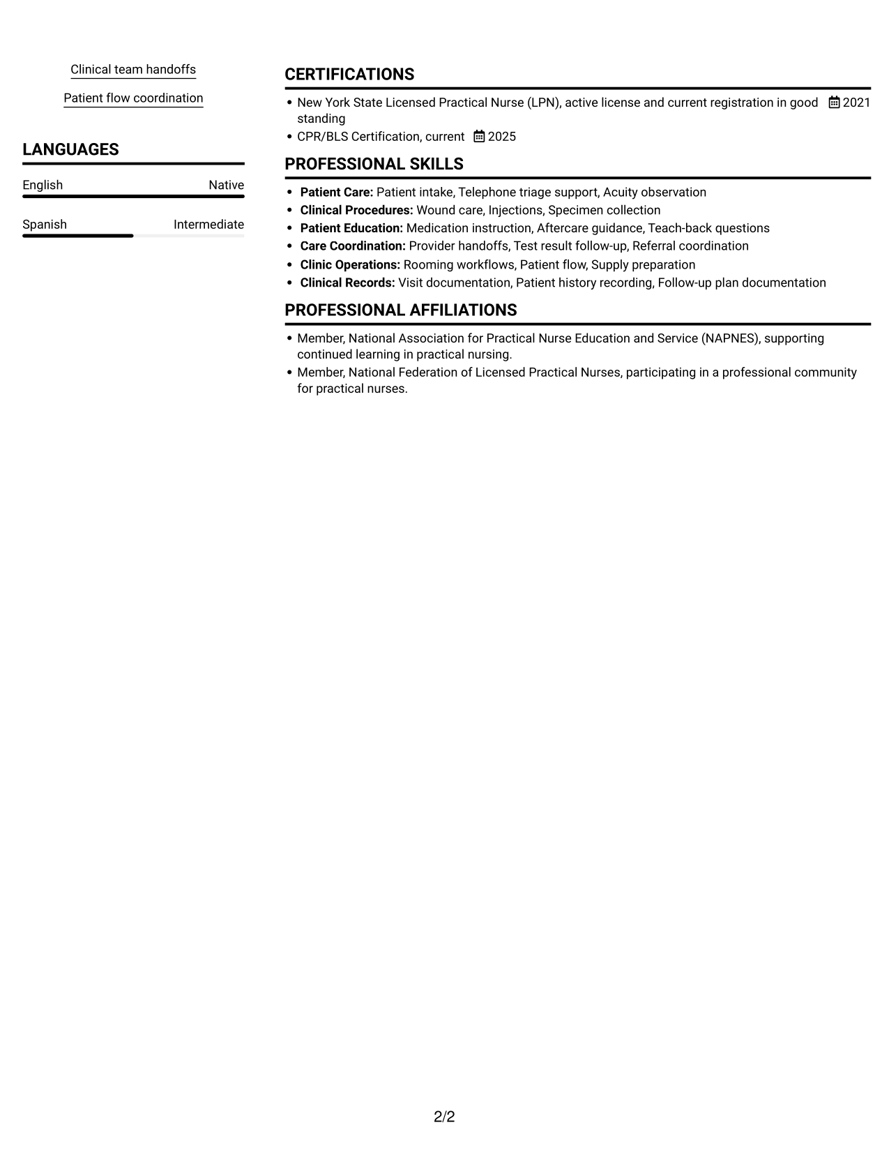 Resume example — page 2