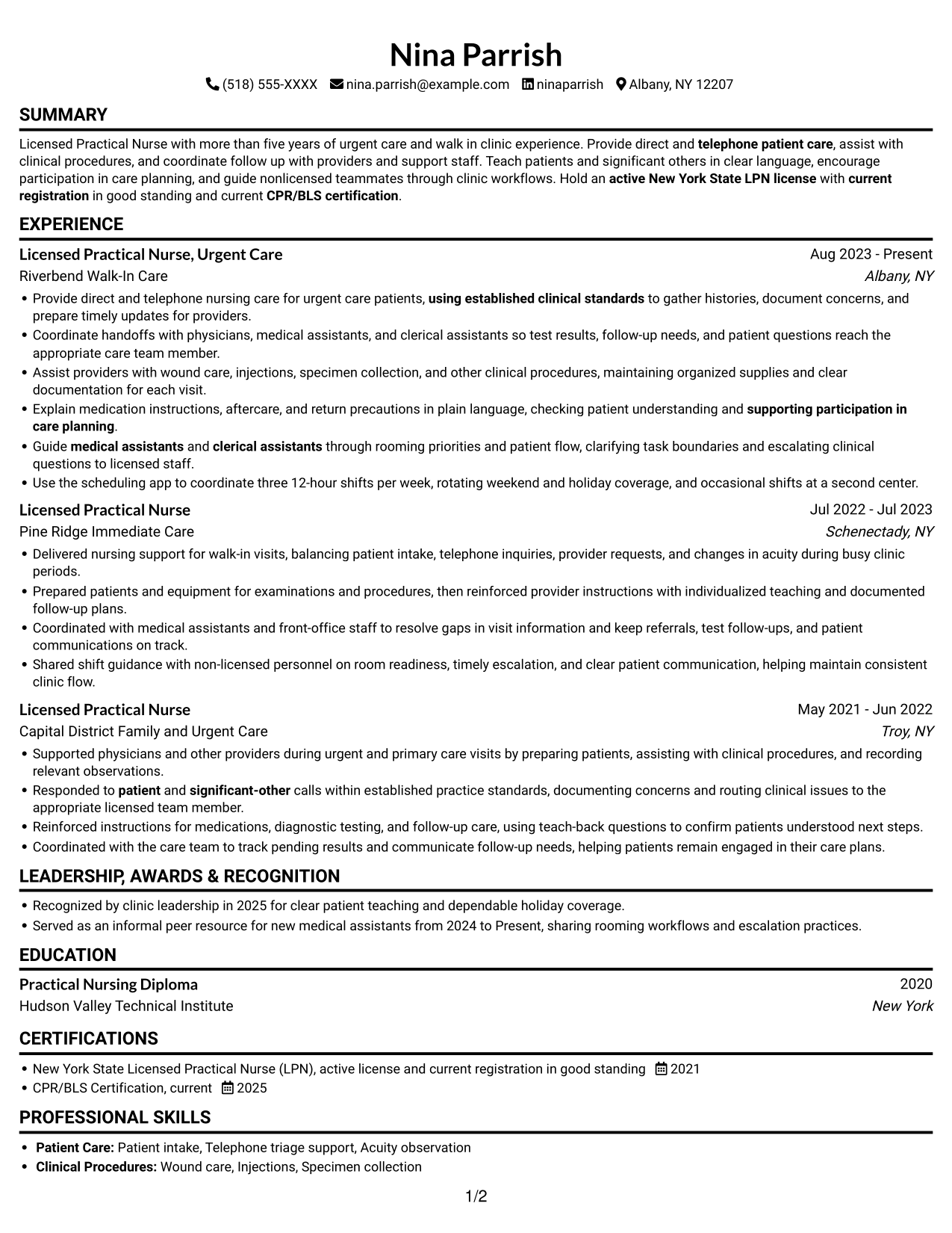 Resume example — page 1