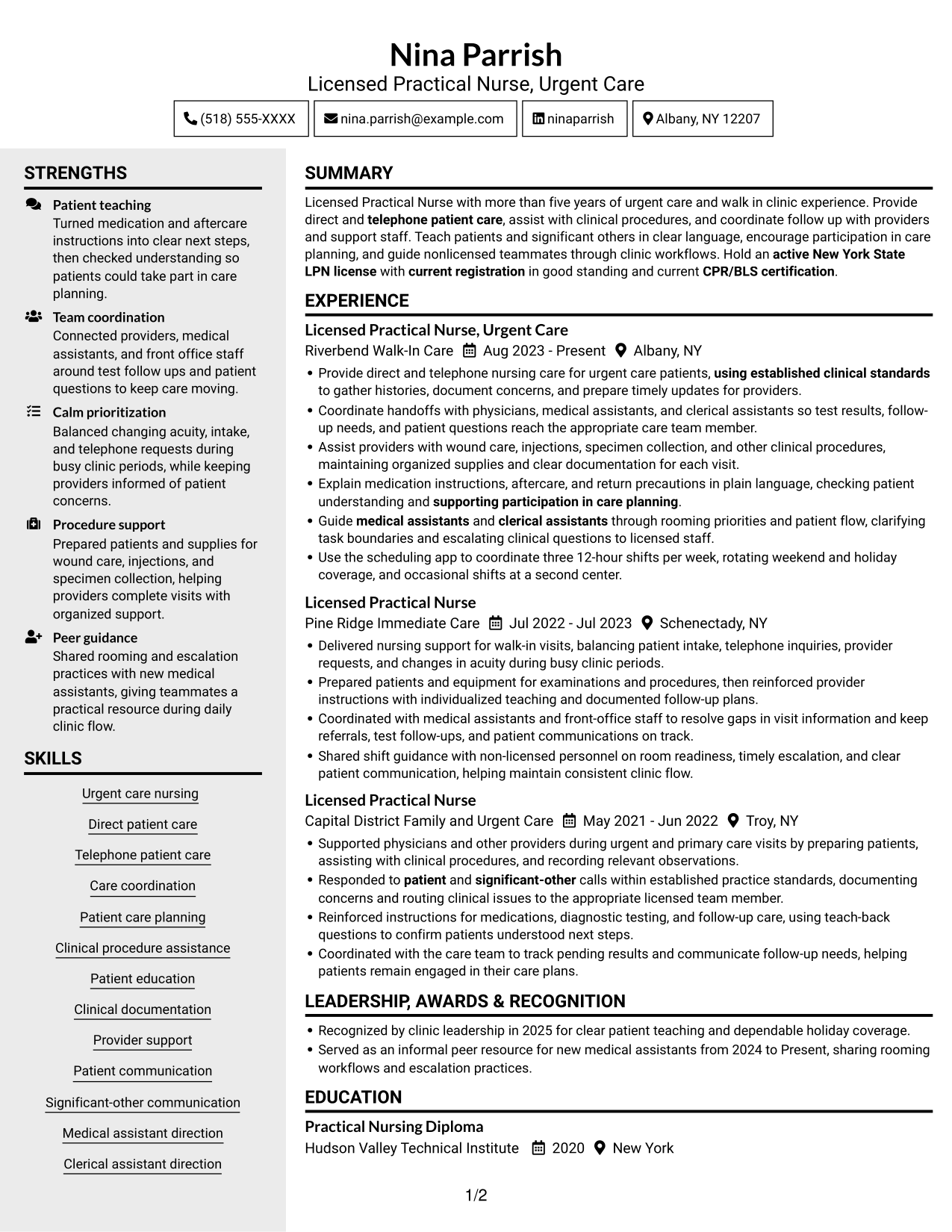 Resume example — page 1