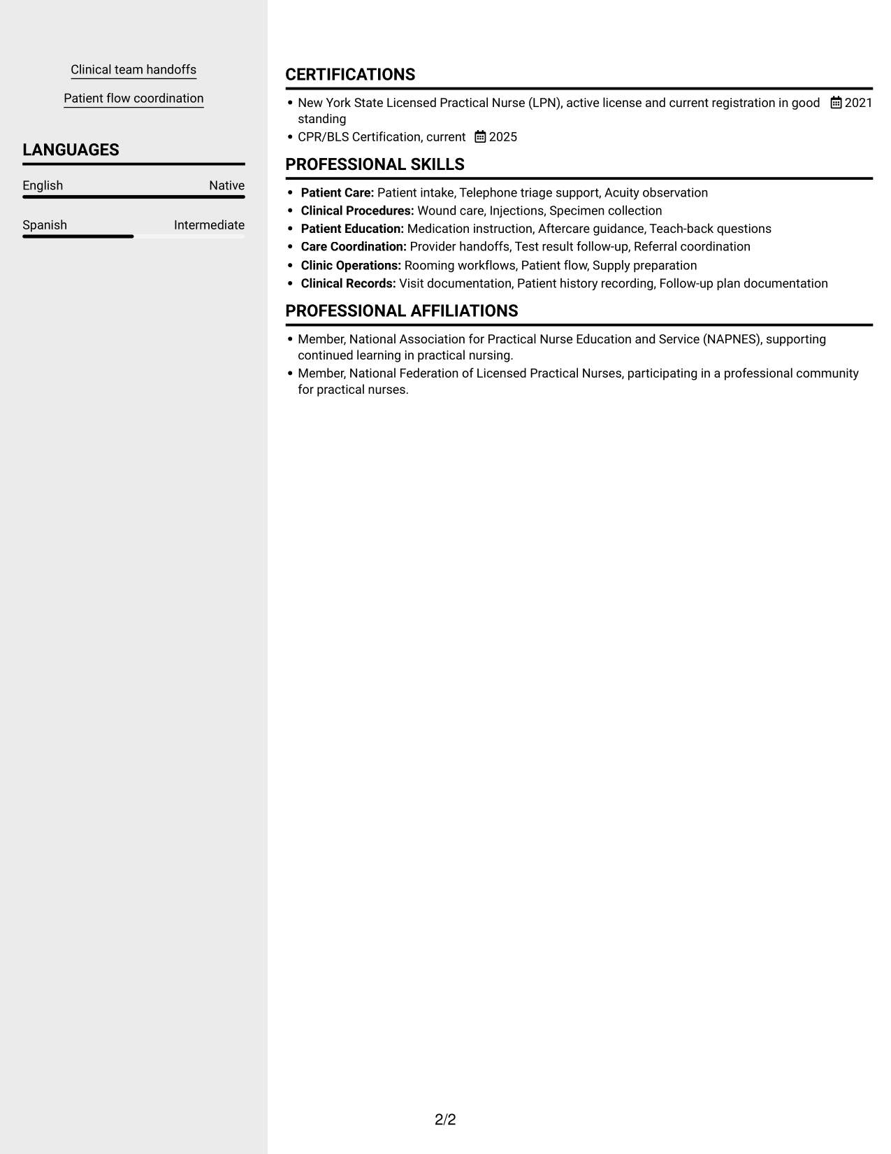 Resume example — page 2
