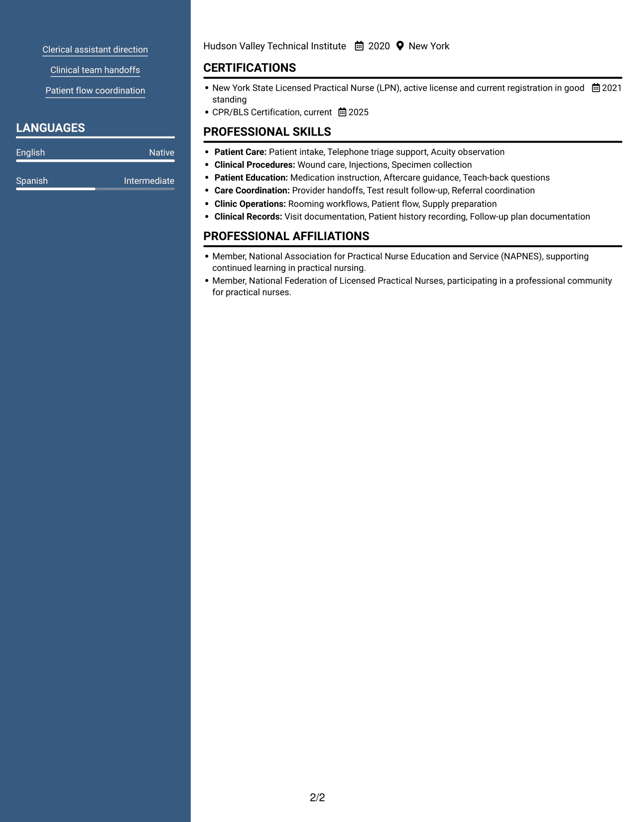 Resume example — page 2