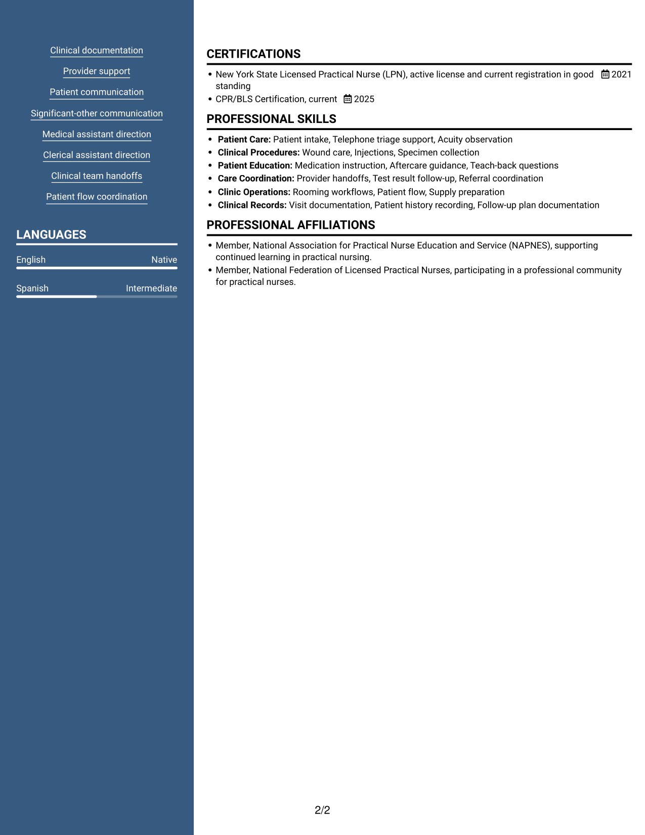 Resume example — page 2