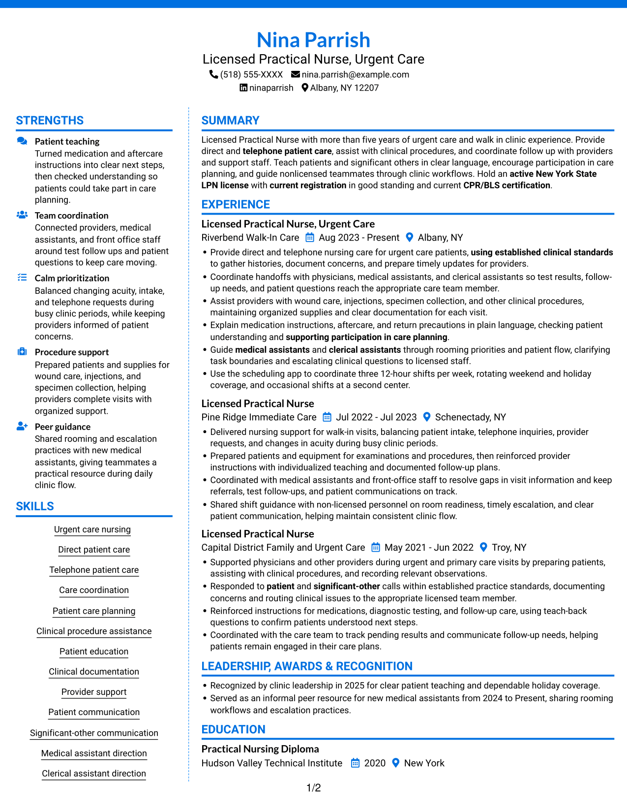 Resume example — page 1