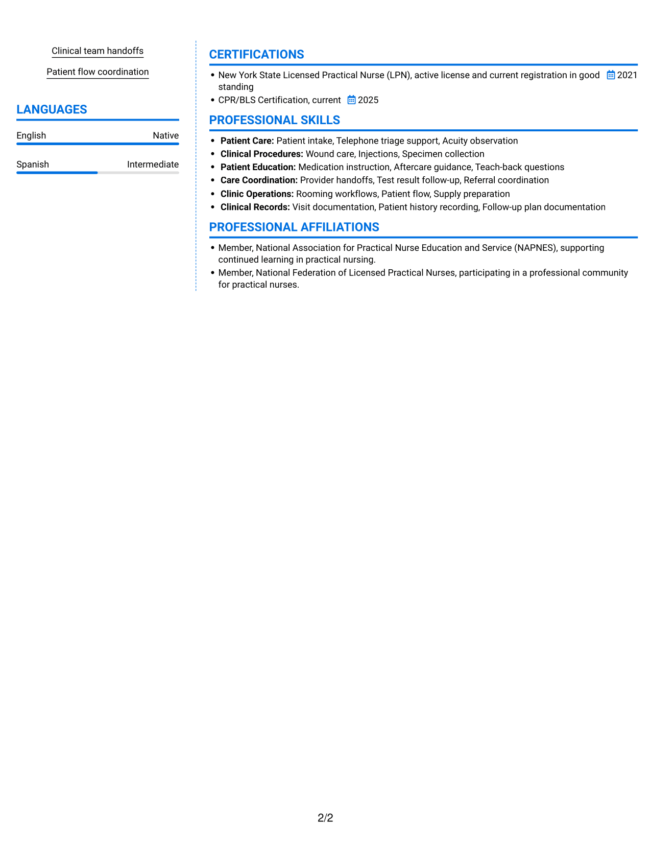 Resume example — page 2