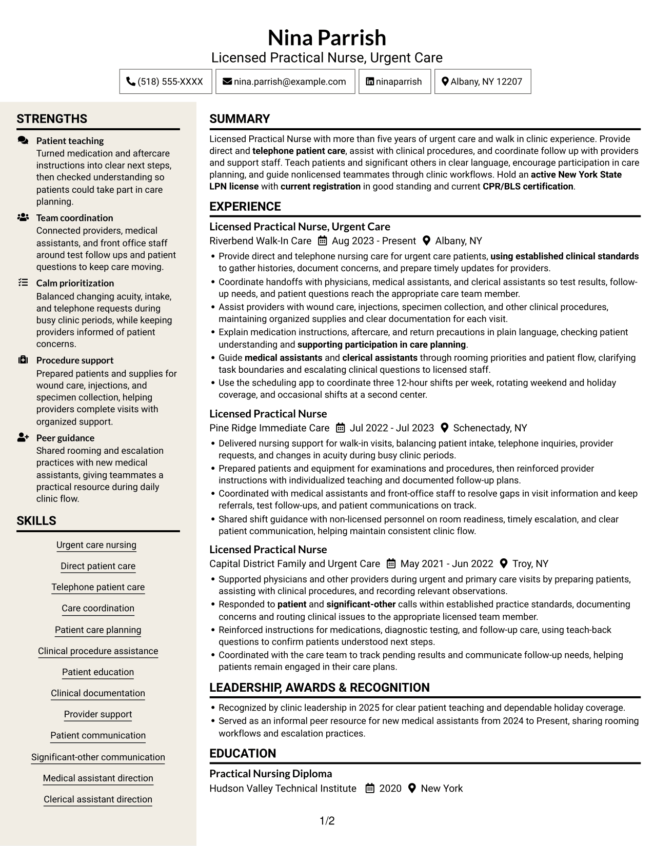 Resume example — page 1