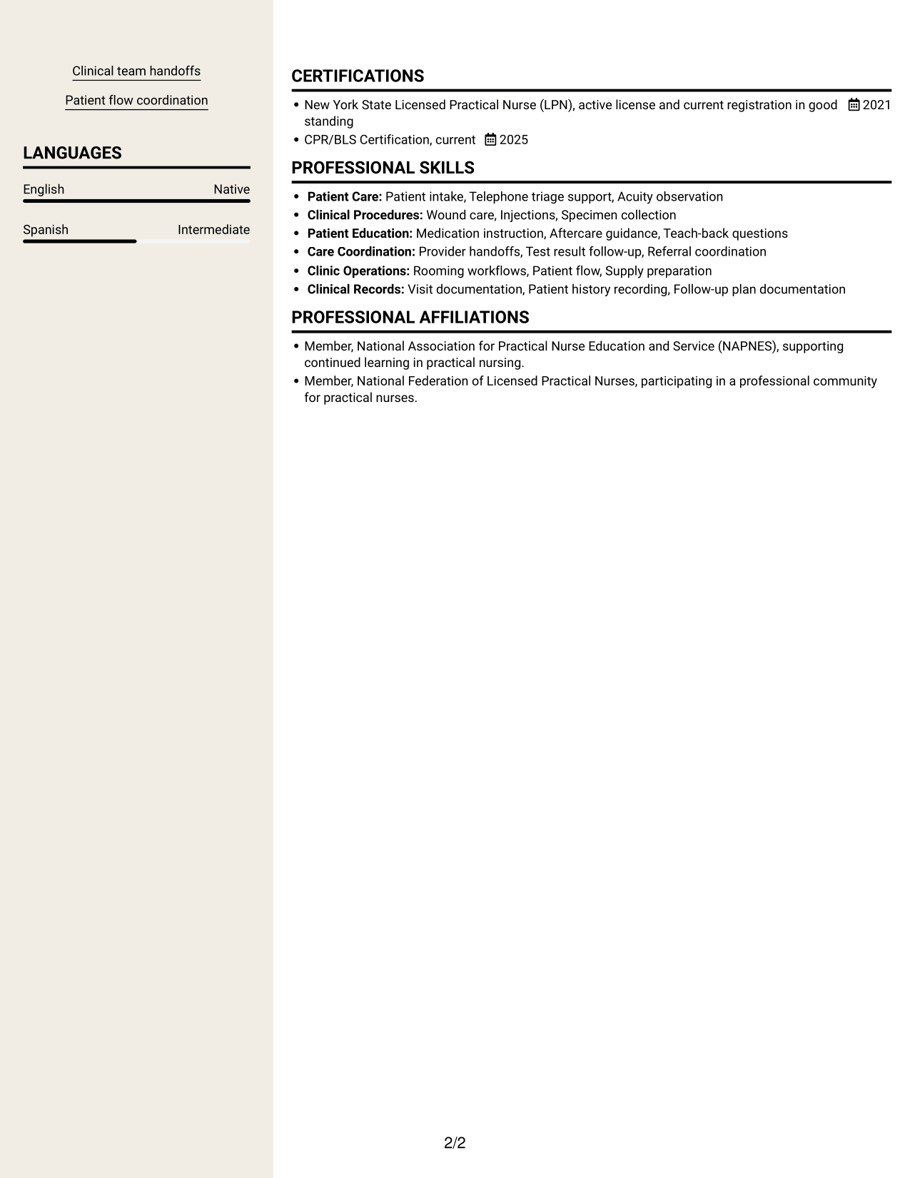 Resume example — page 2