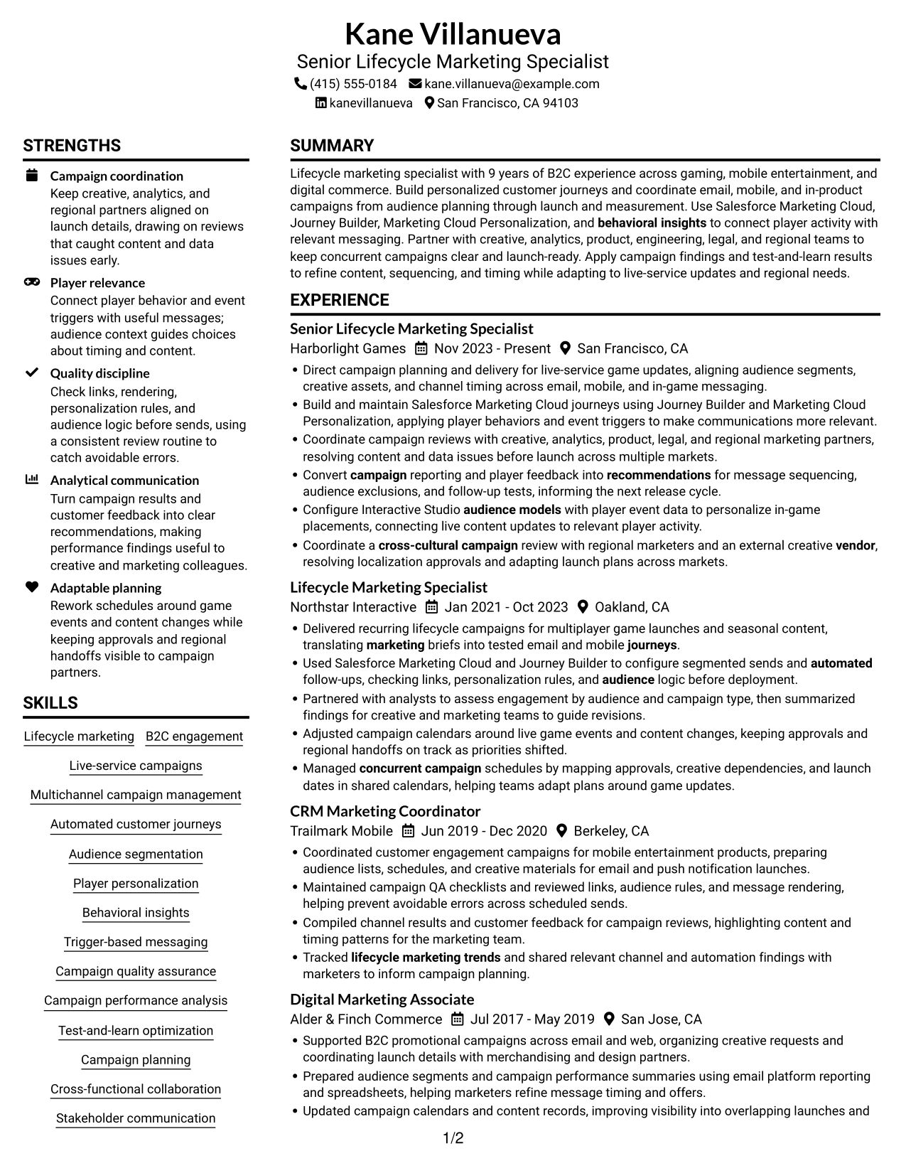 Resume example — page 1
