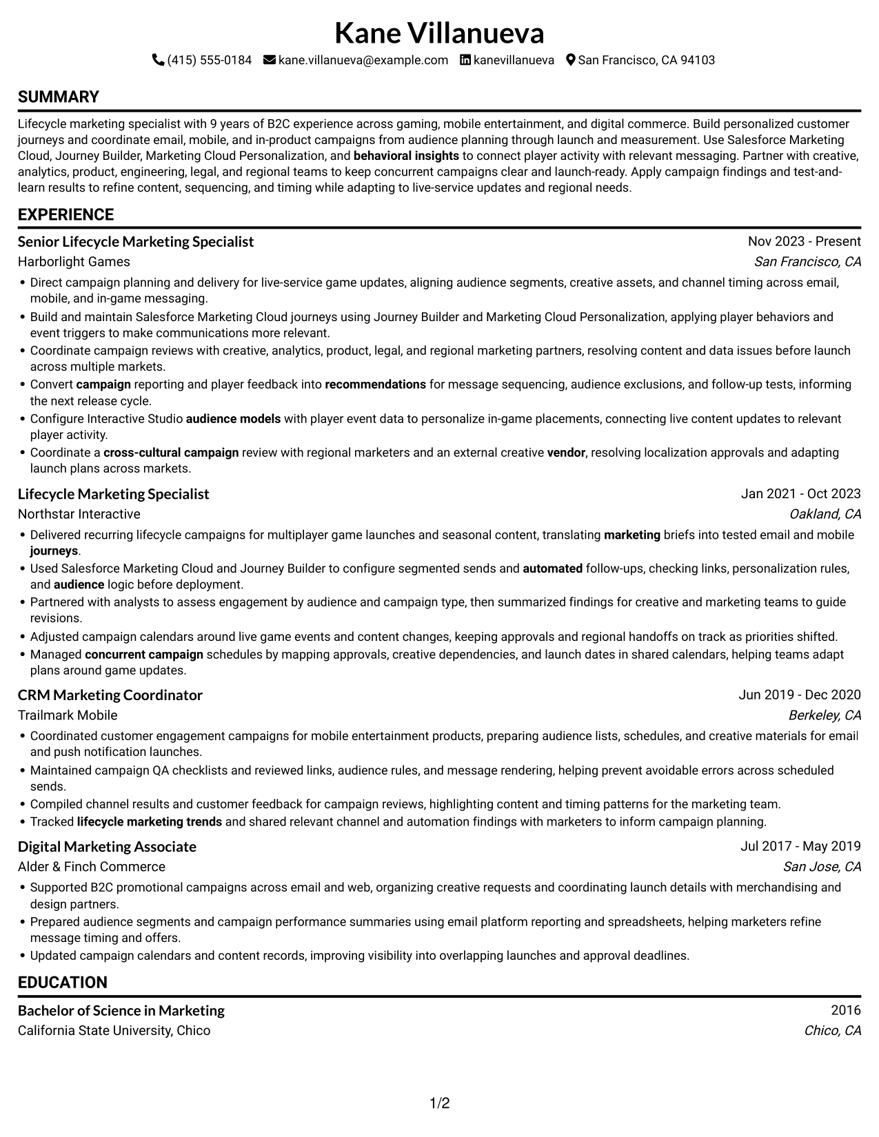 Resume example — page 1
