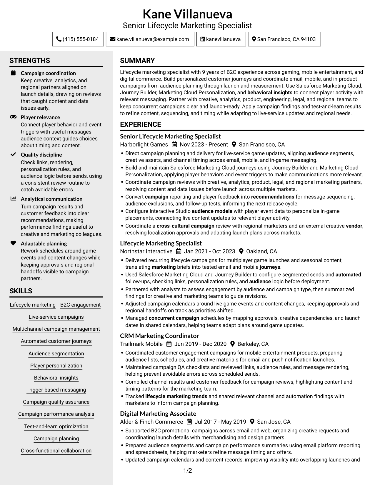 Resume example — page 1