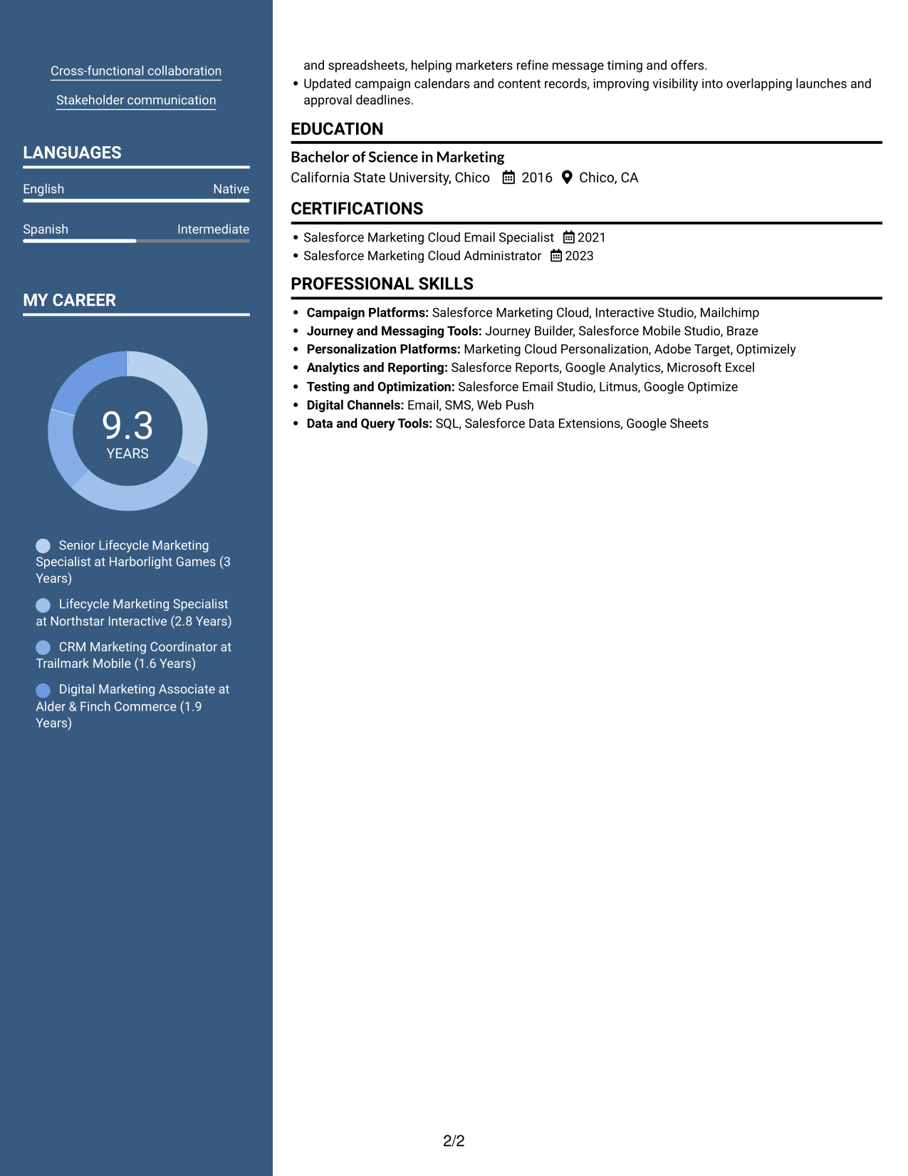 Resume example — page 2