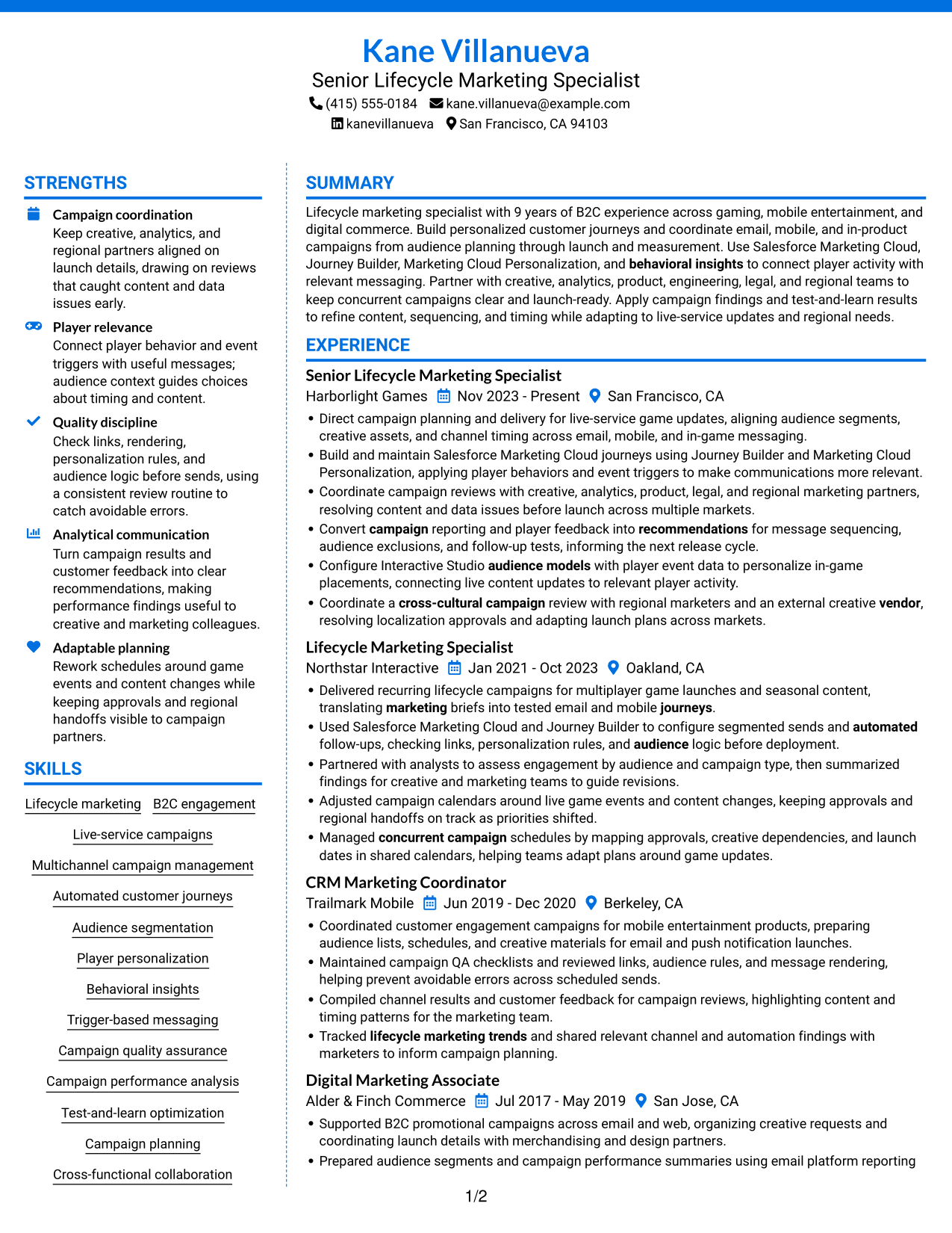 Resume example — page 1