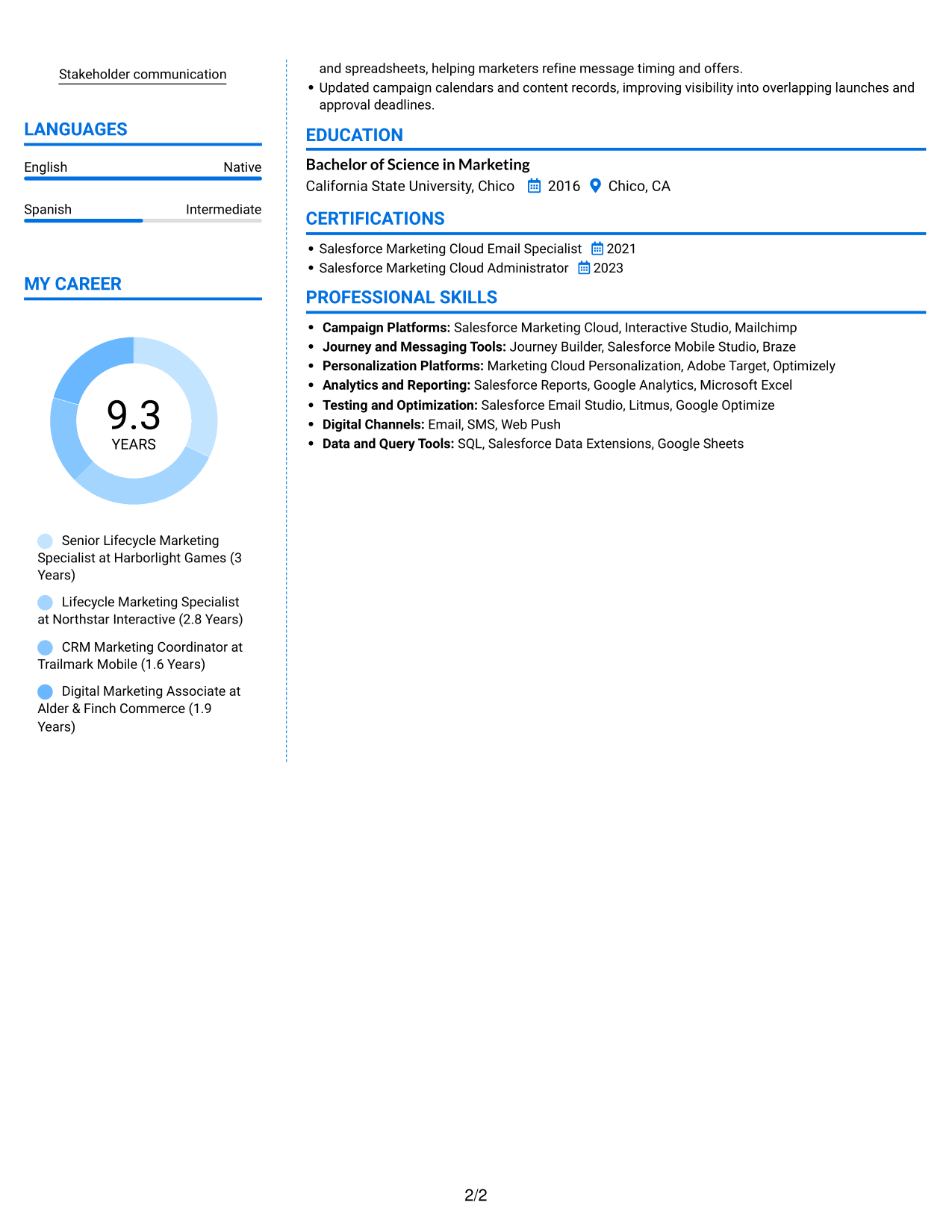 Resume example — page 2