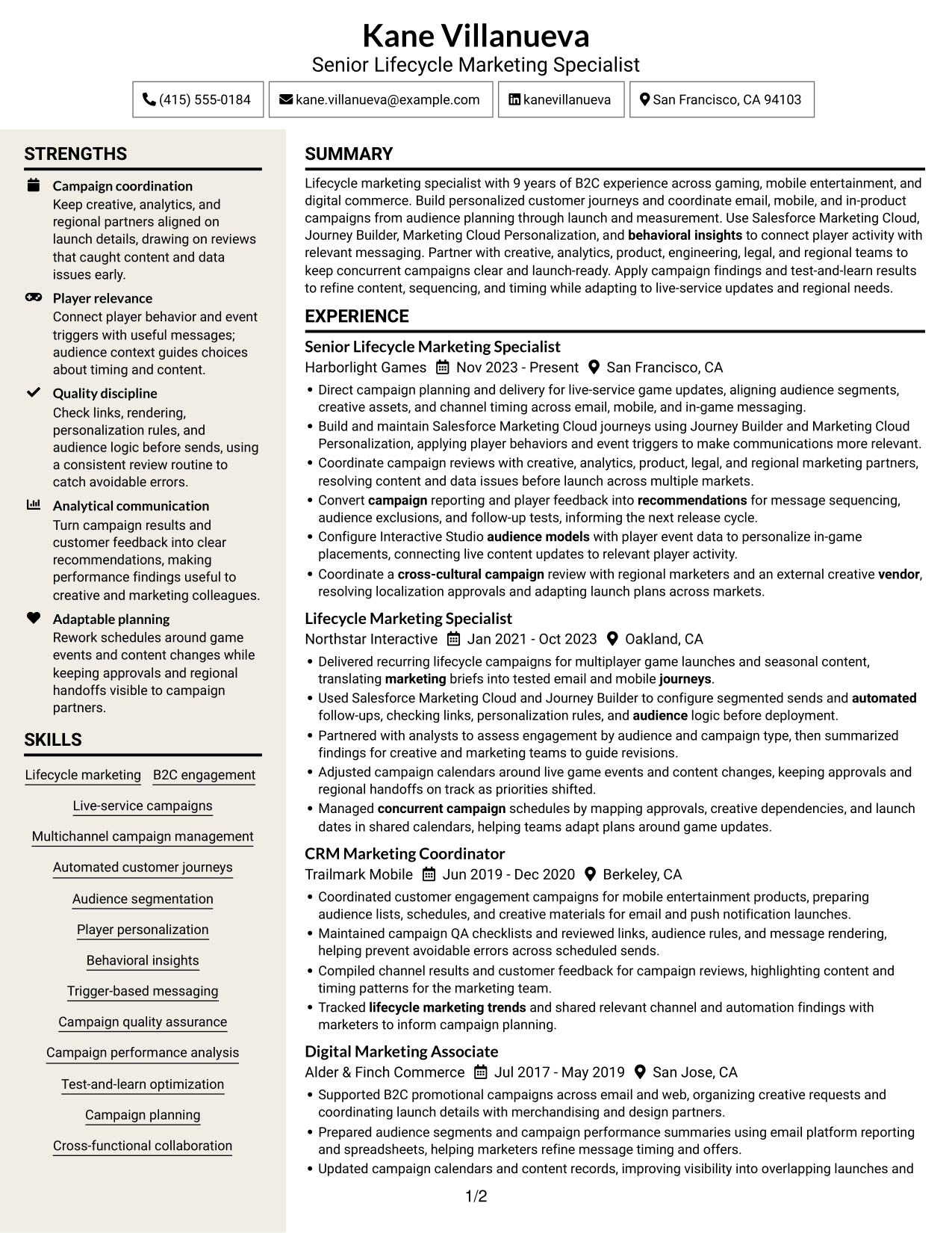 Resume example — page 1