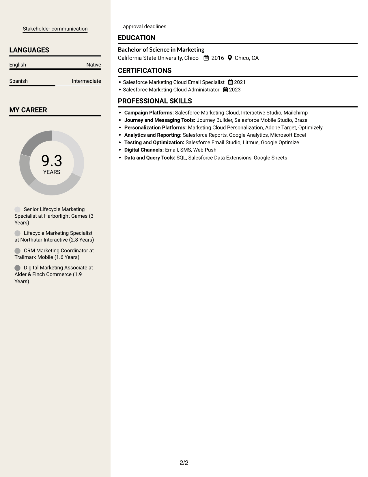 Resume example — page 2