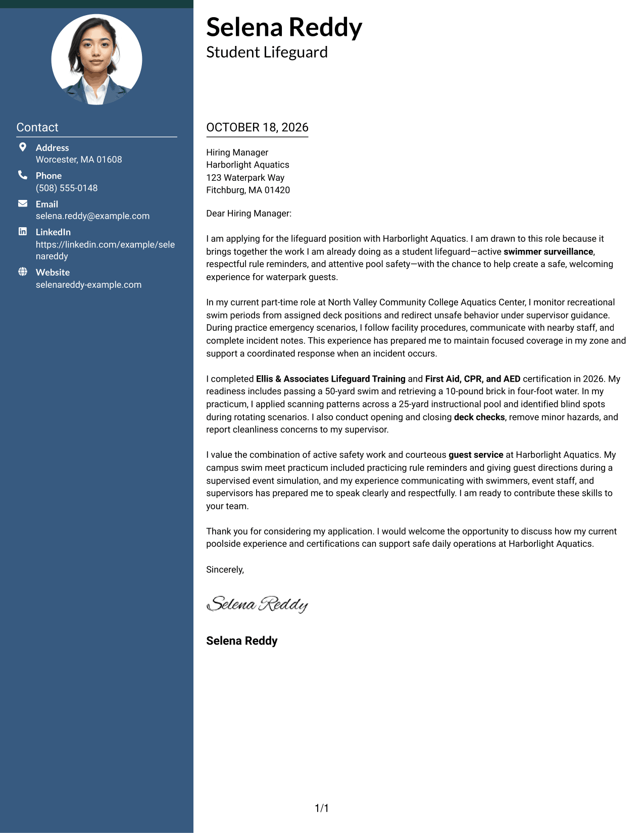 Cover letter example — page 1