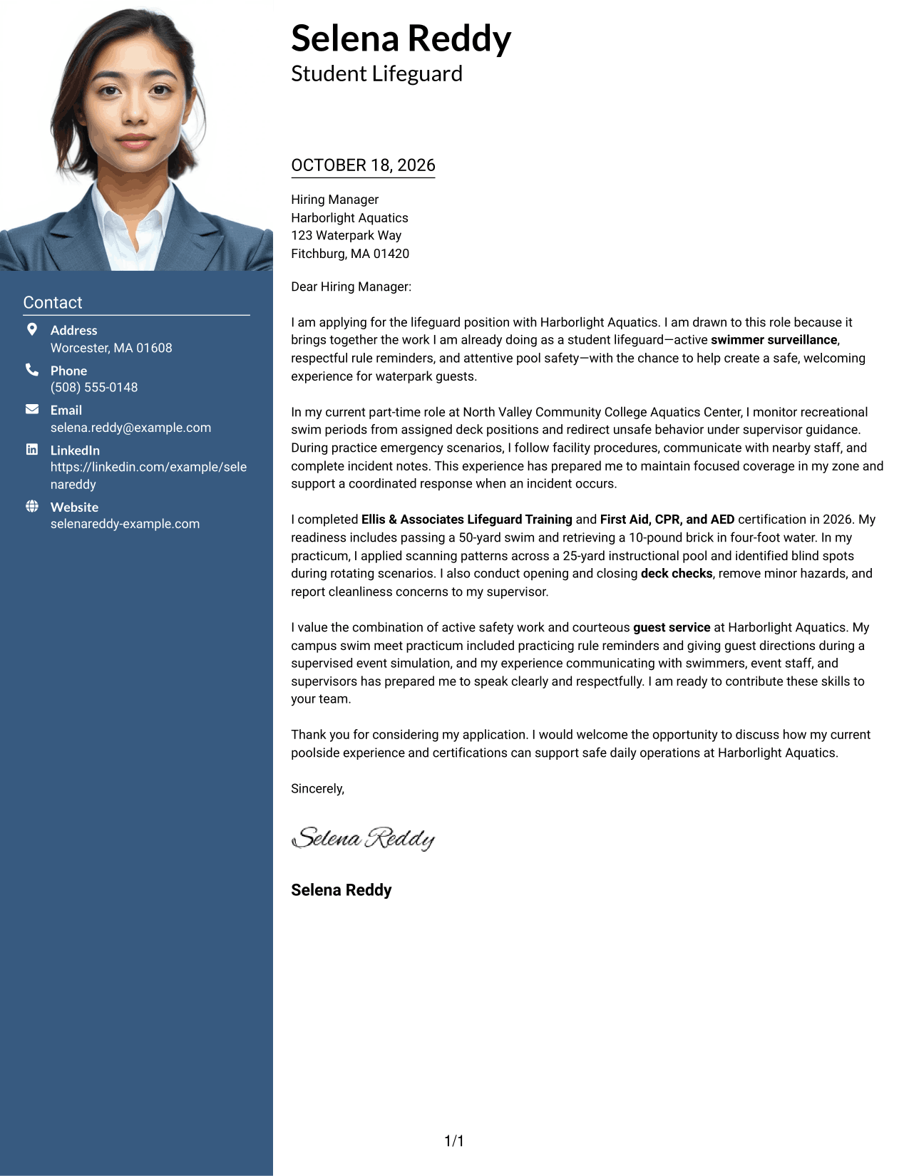 Cover letter example — page 1
