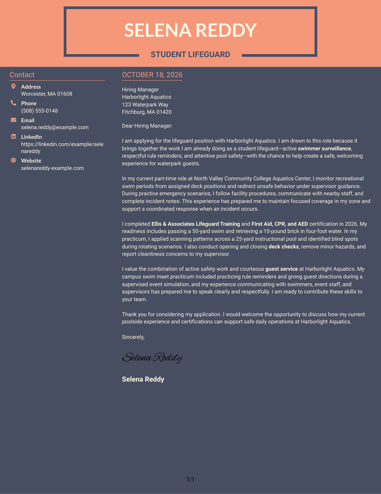 Cover letter example — page 1