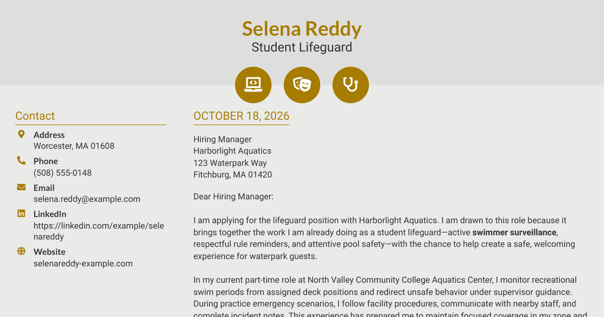 7 Lifeguard - Waterpark Safety Cover Letter Templates with Example