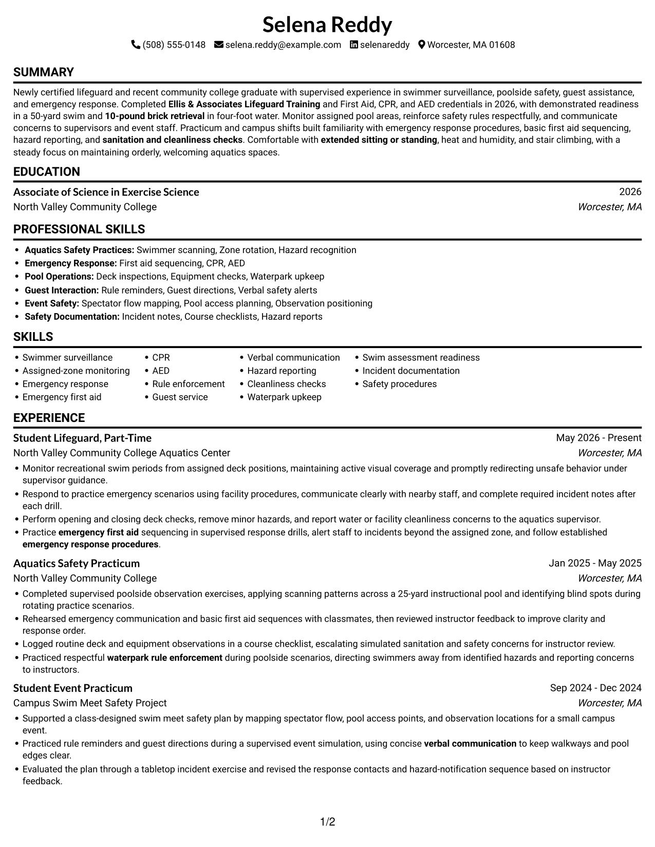 Resume example — page 1