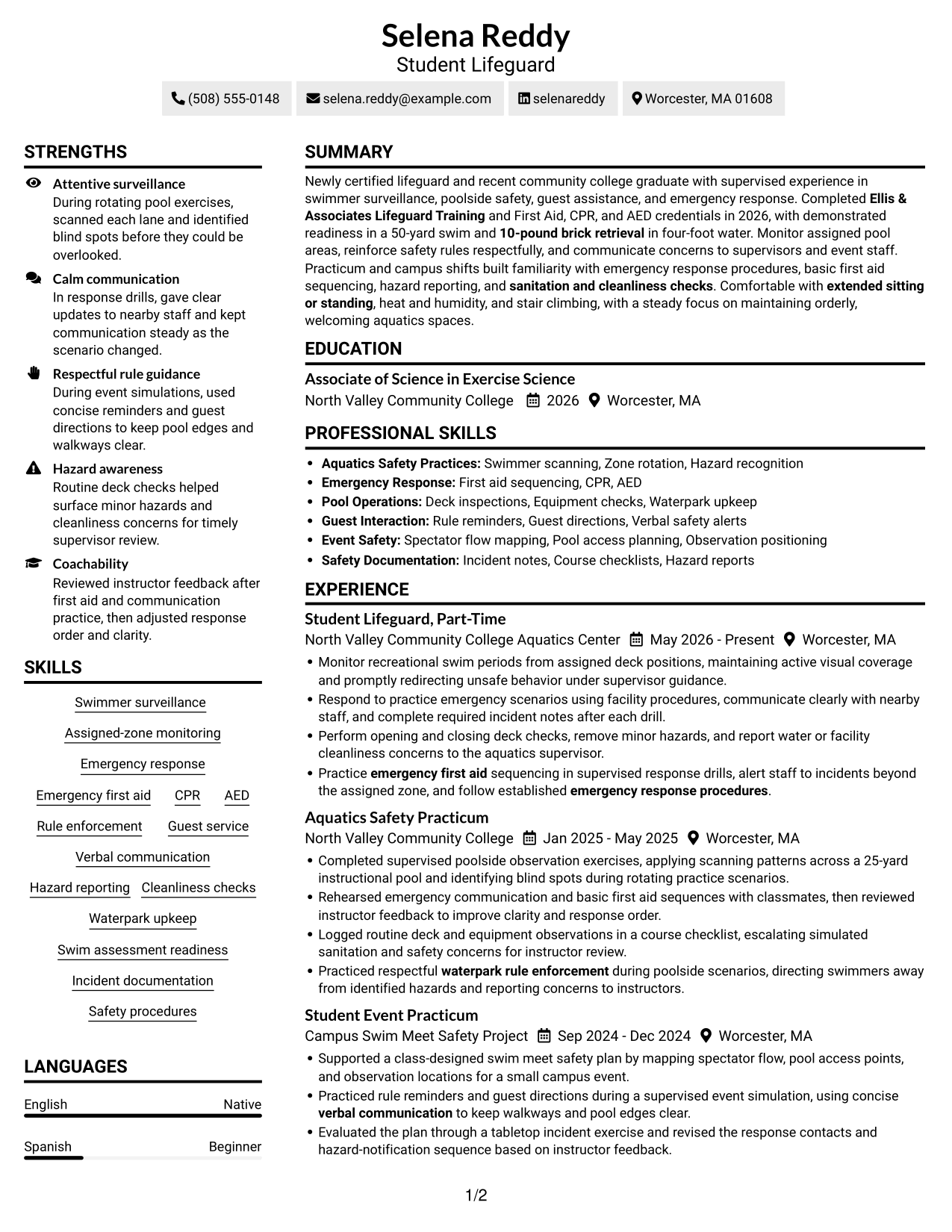 Resume example — page 1
