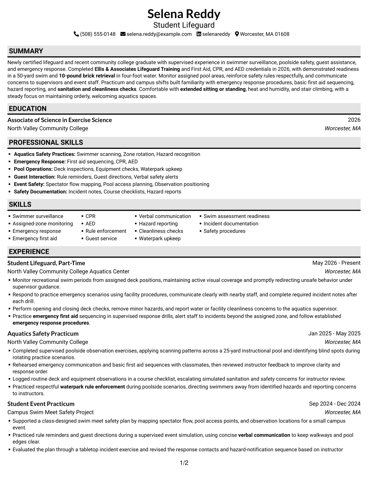 Resume example — page 1
