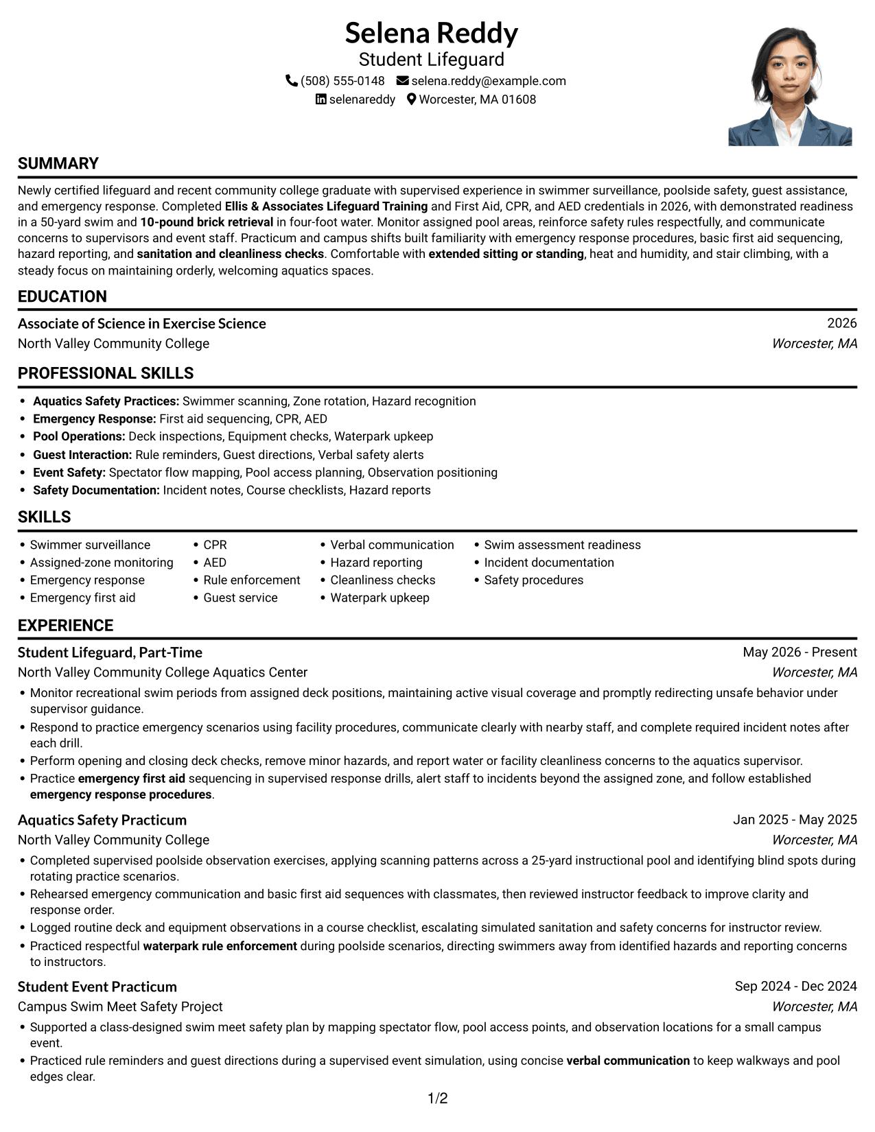Resume example — page 1