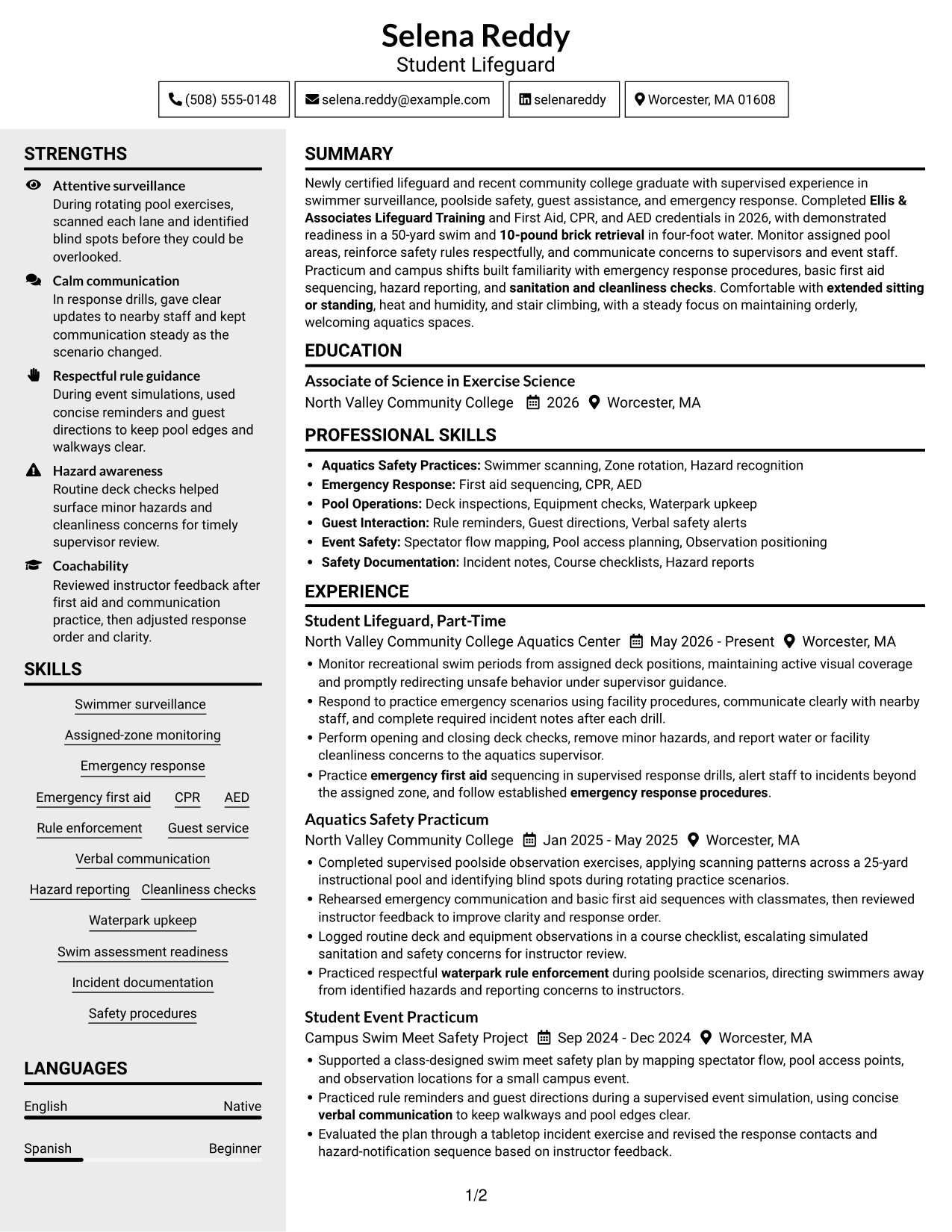 Resume example — page 1