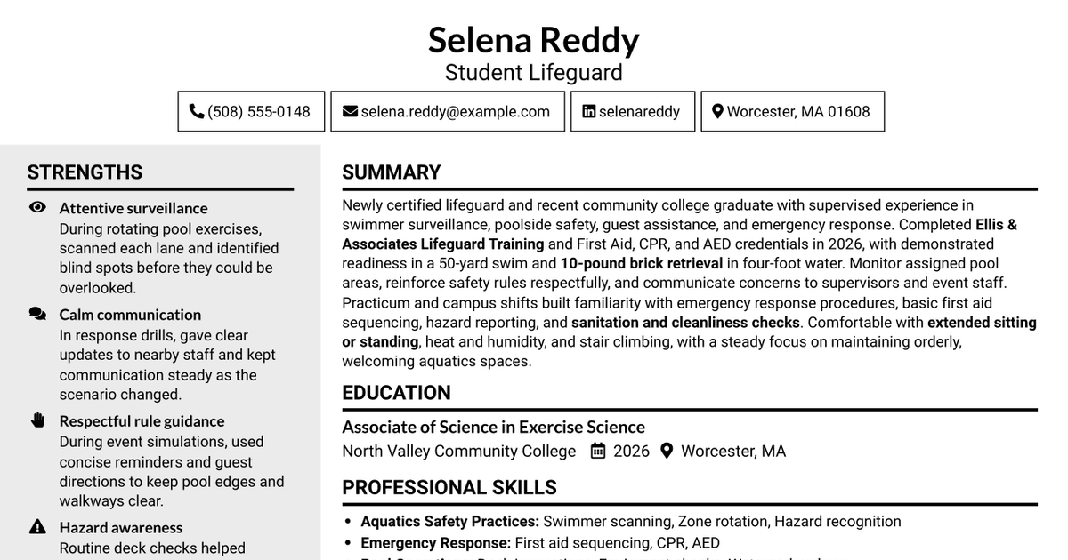 7 Lifeguard - Waterpark Safety Resume Templates with Example