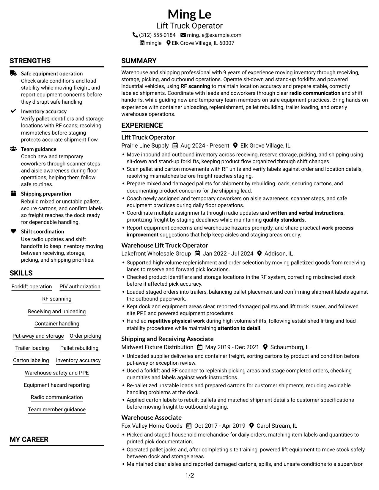 Resume example — page 1