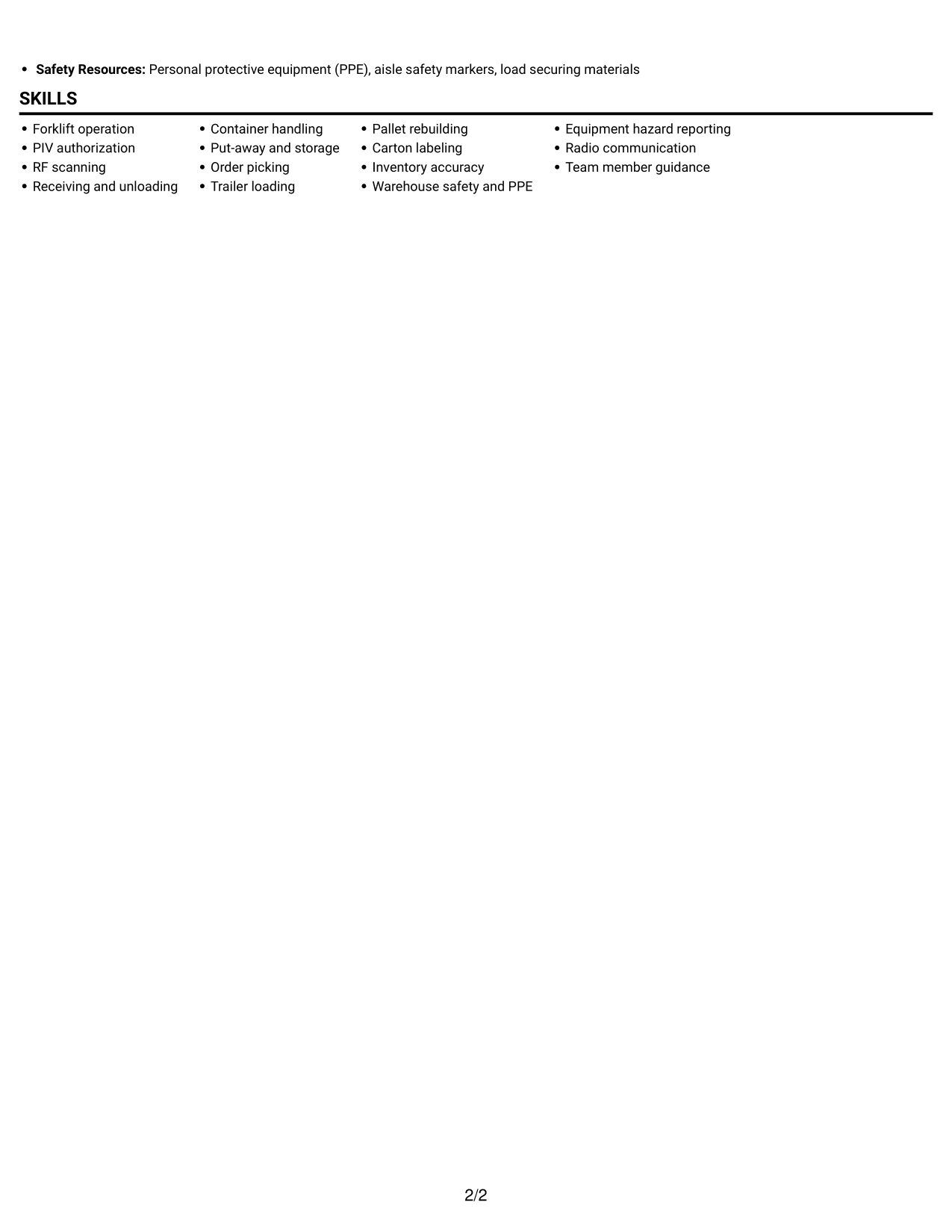 Resume example — page 2