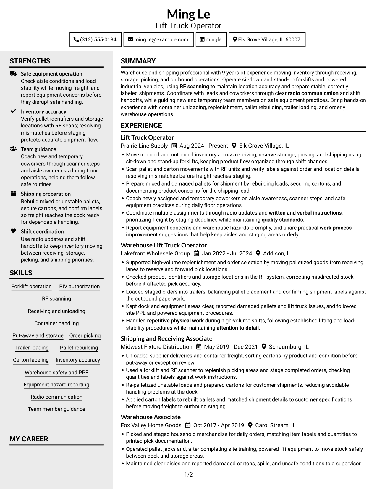 Resume example — page 1