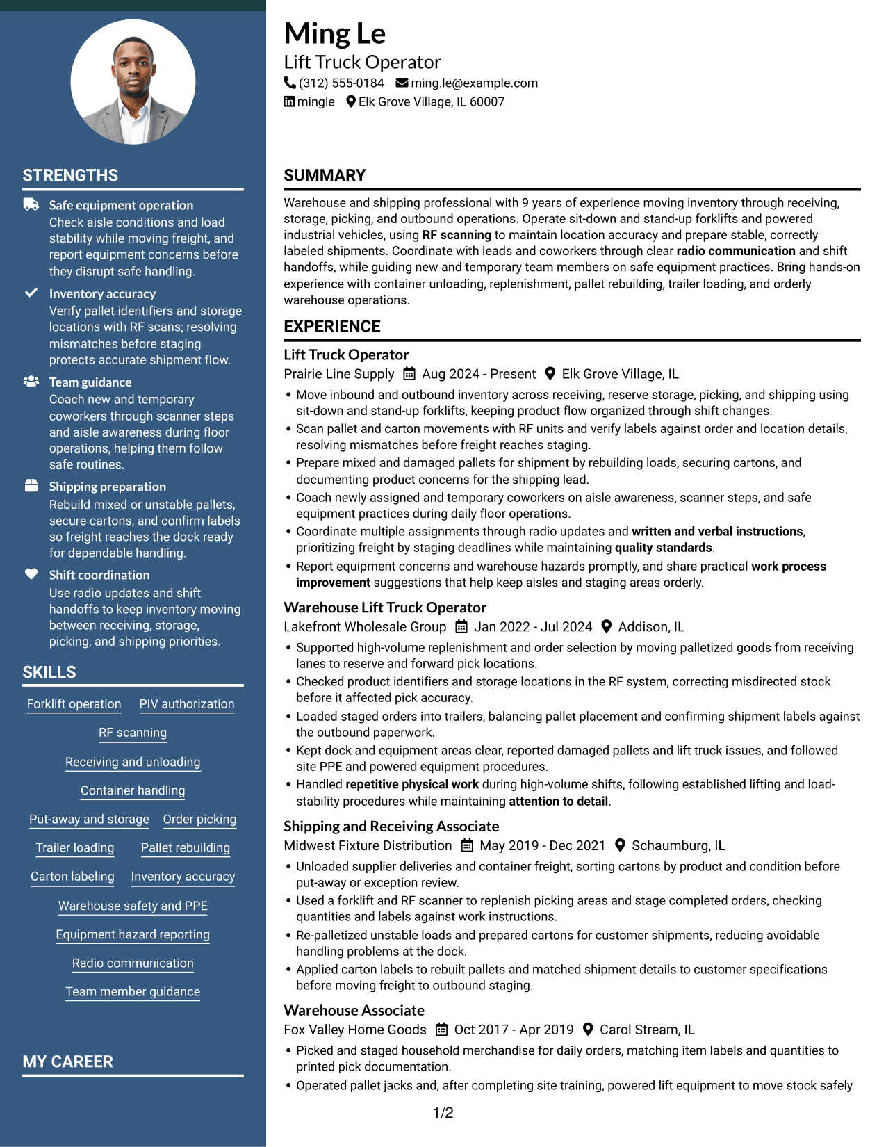 Resume example — page 1