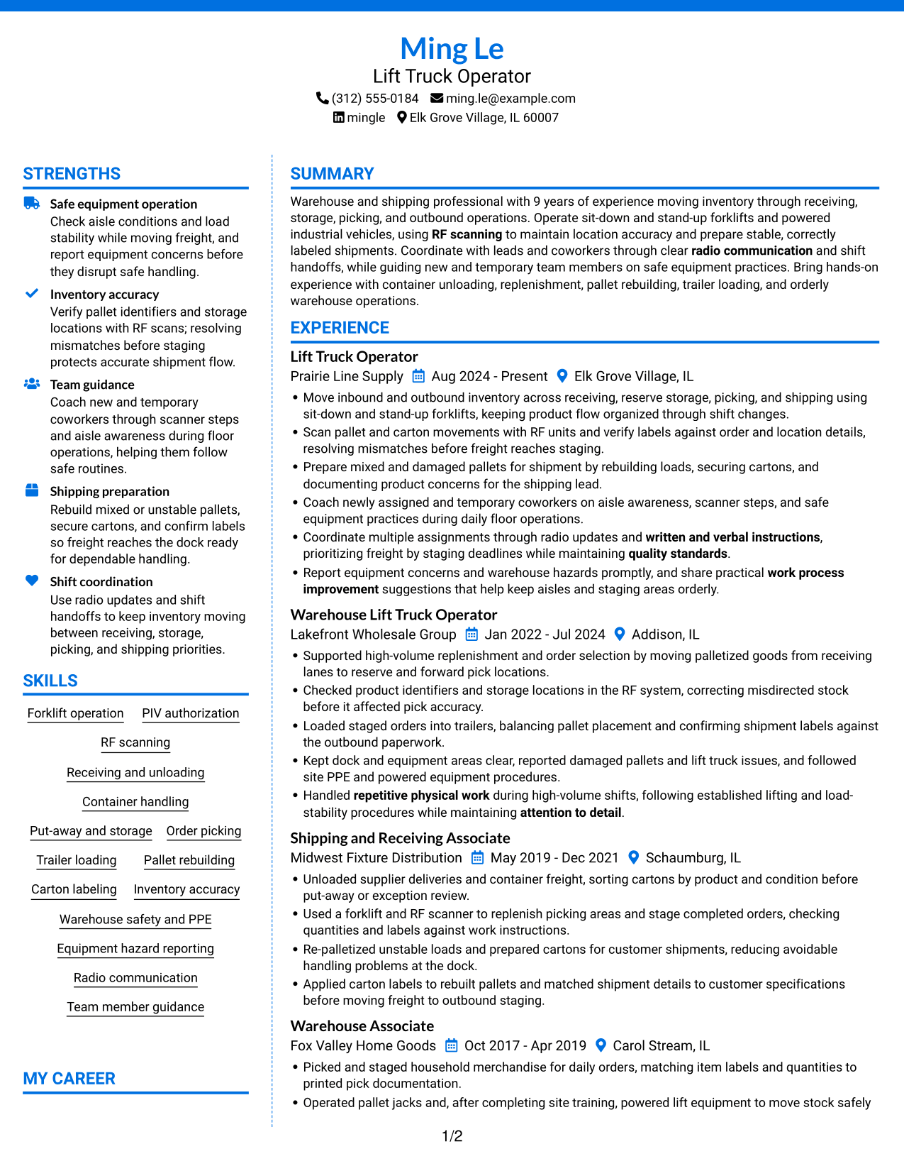 Resume example — page 1