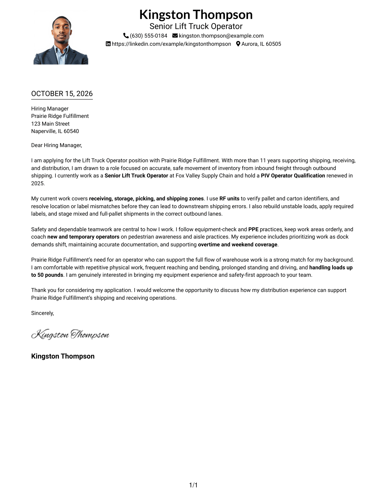 Cover letter example — page 1