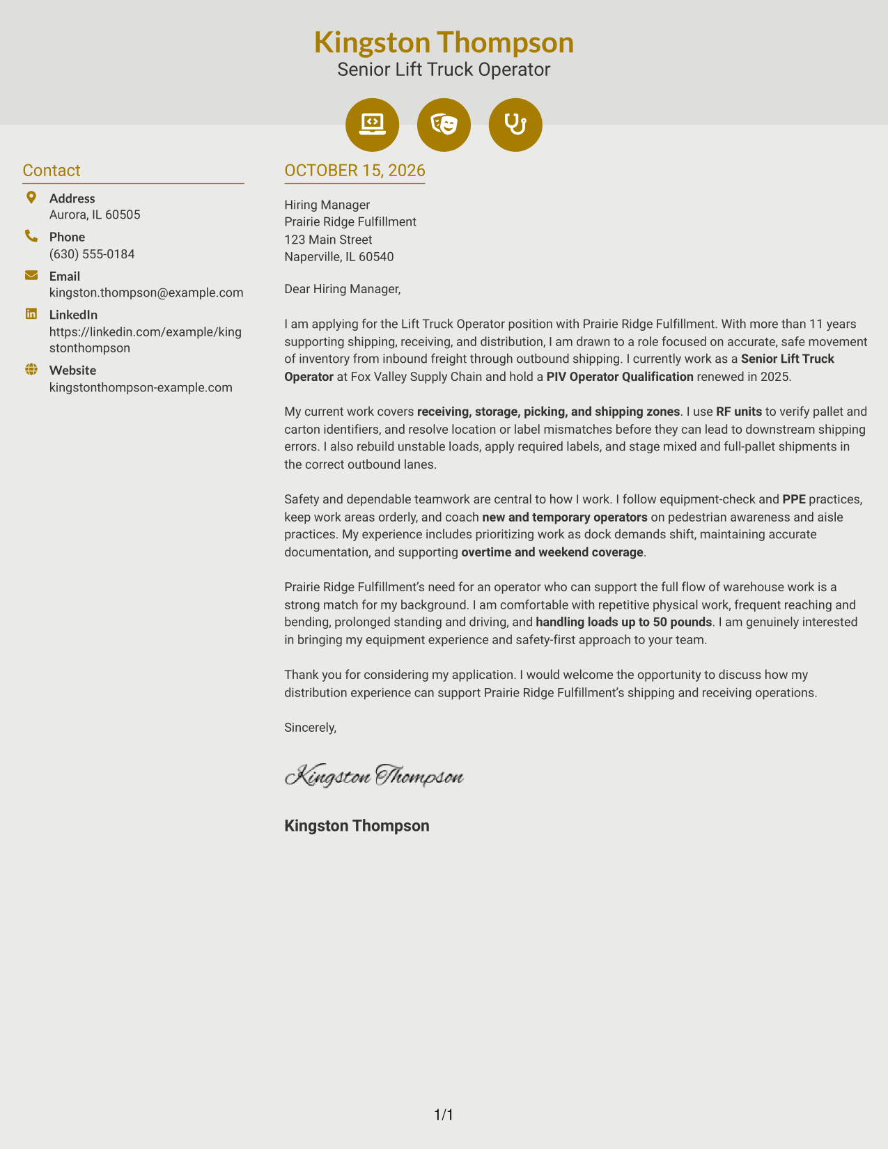 Cover letter example — page 1