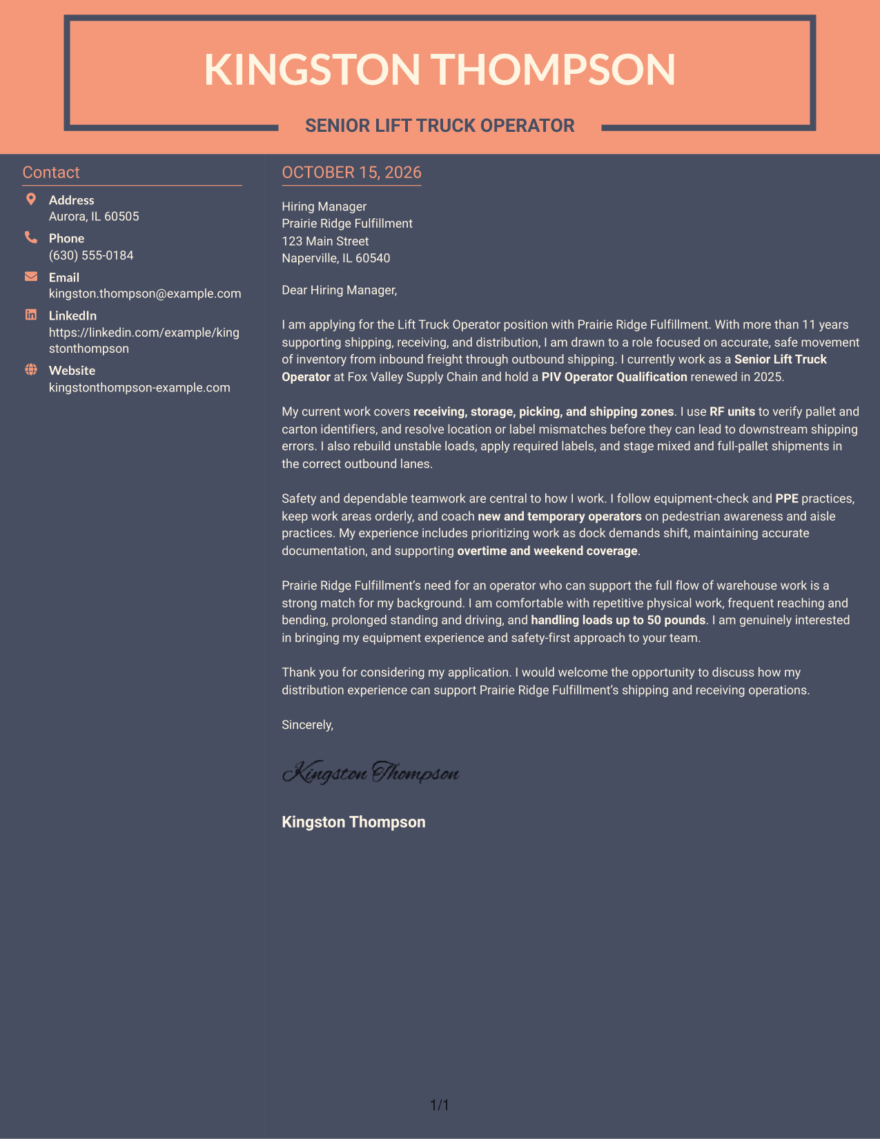 Cover letter example — page 1